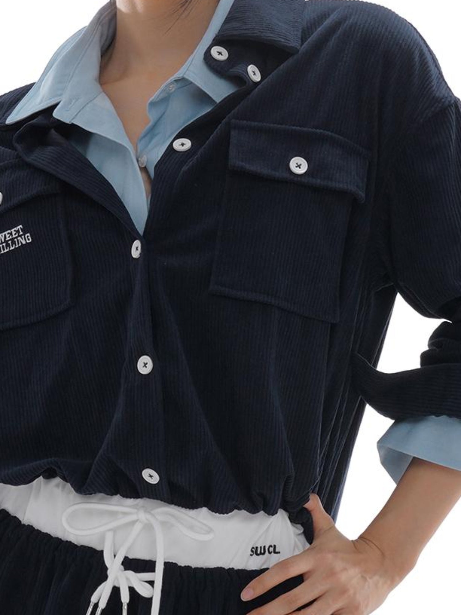 SweetChilling Intellectual Style Corduroy Shirt Dress
