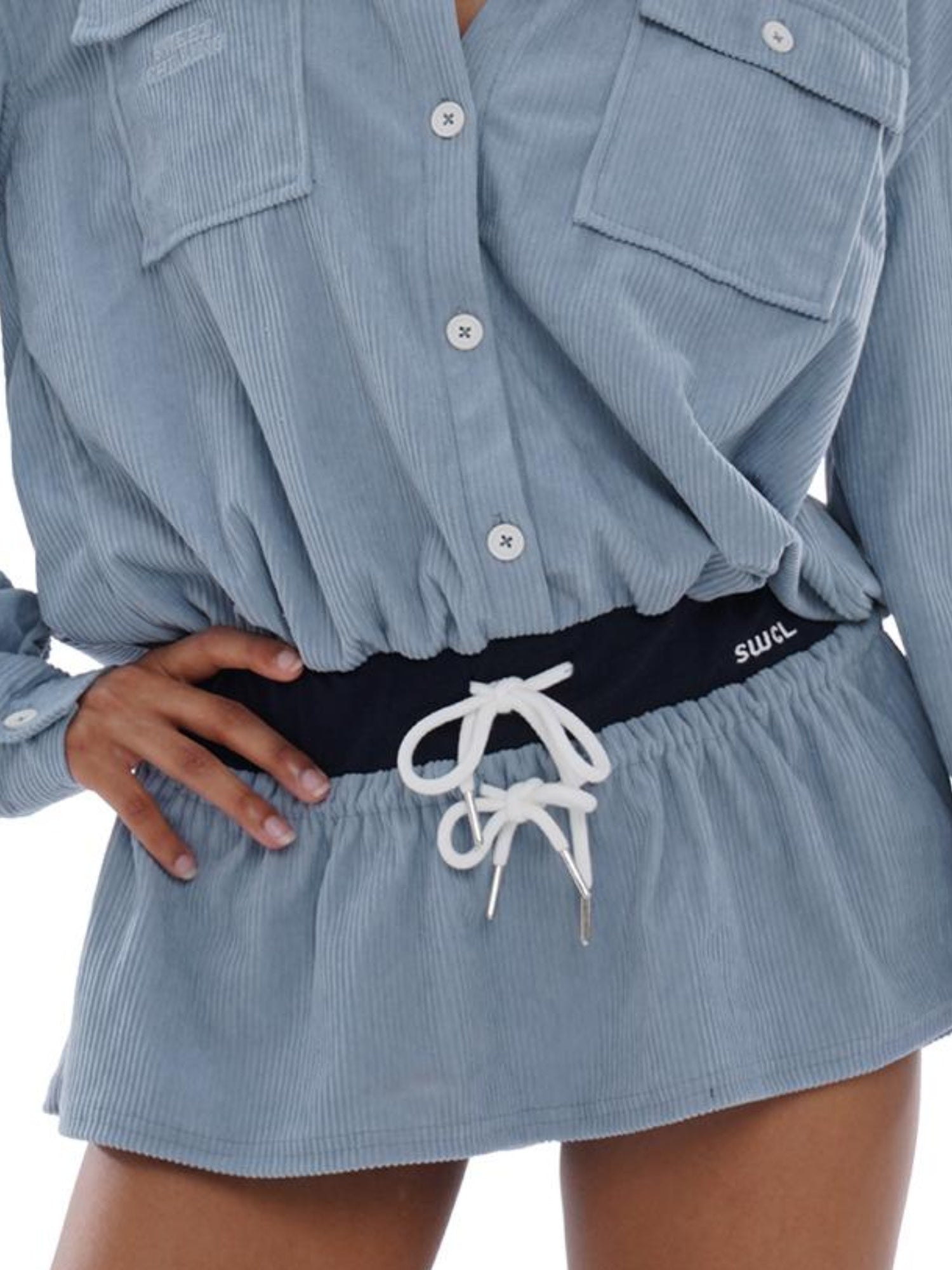 SweetChilling Intellectual Style Corduroy Shirt Dress