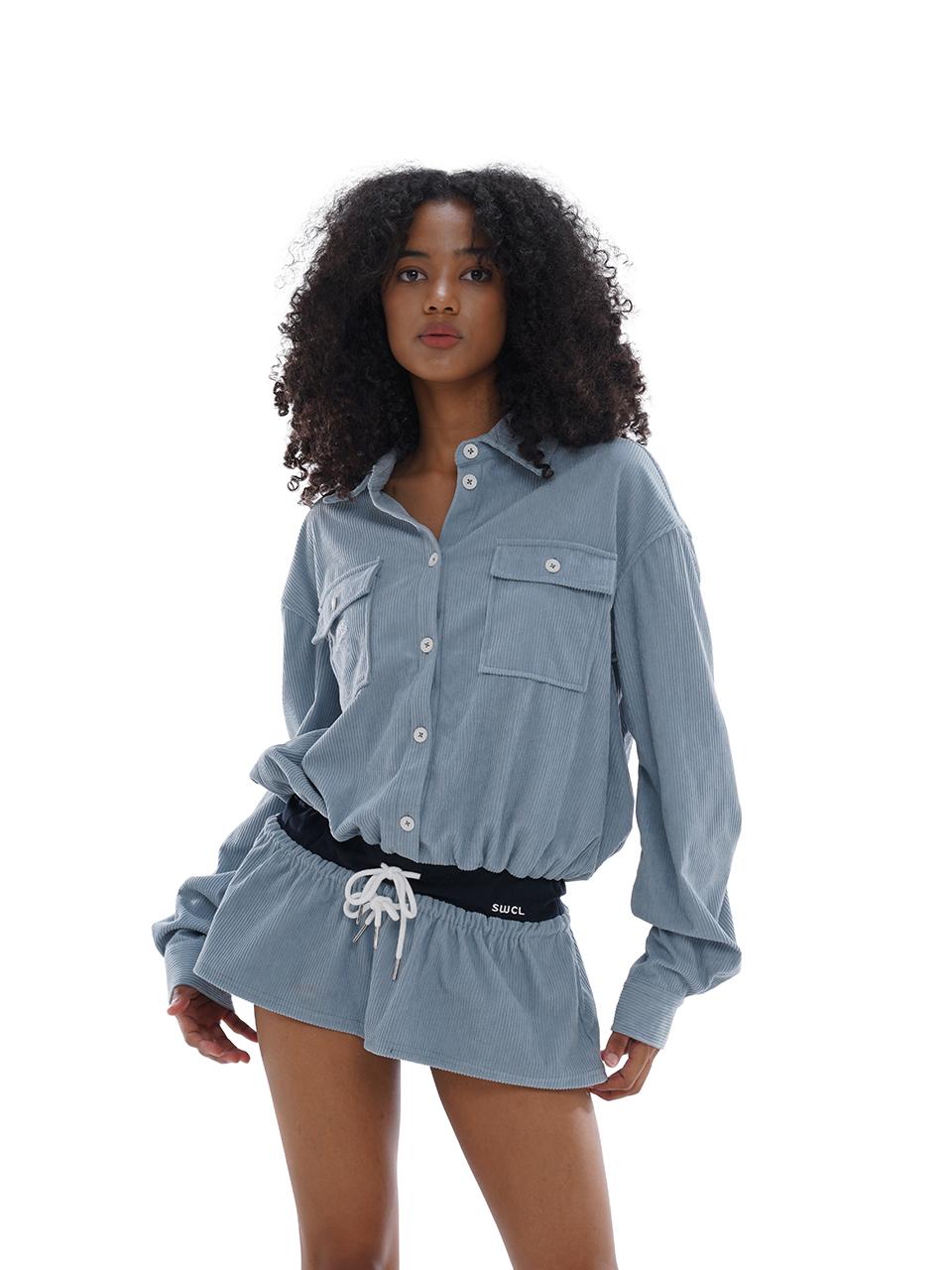 SweetChilling Intellectual Style Corduroy Shirt Dress