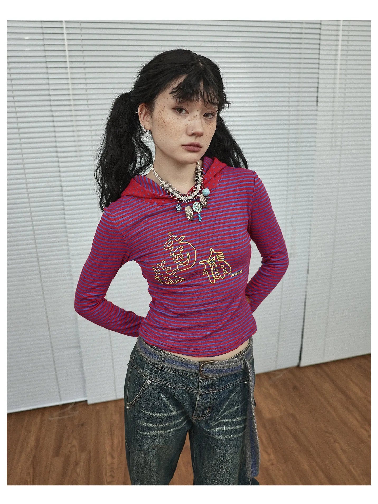 Universe Stripe Hoodie Soft Vintage Print Tee