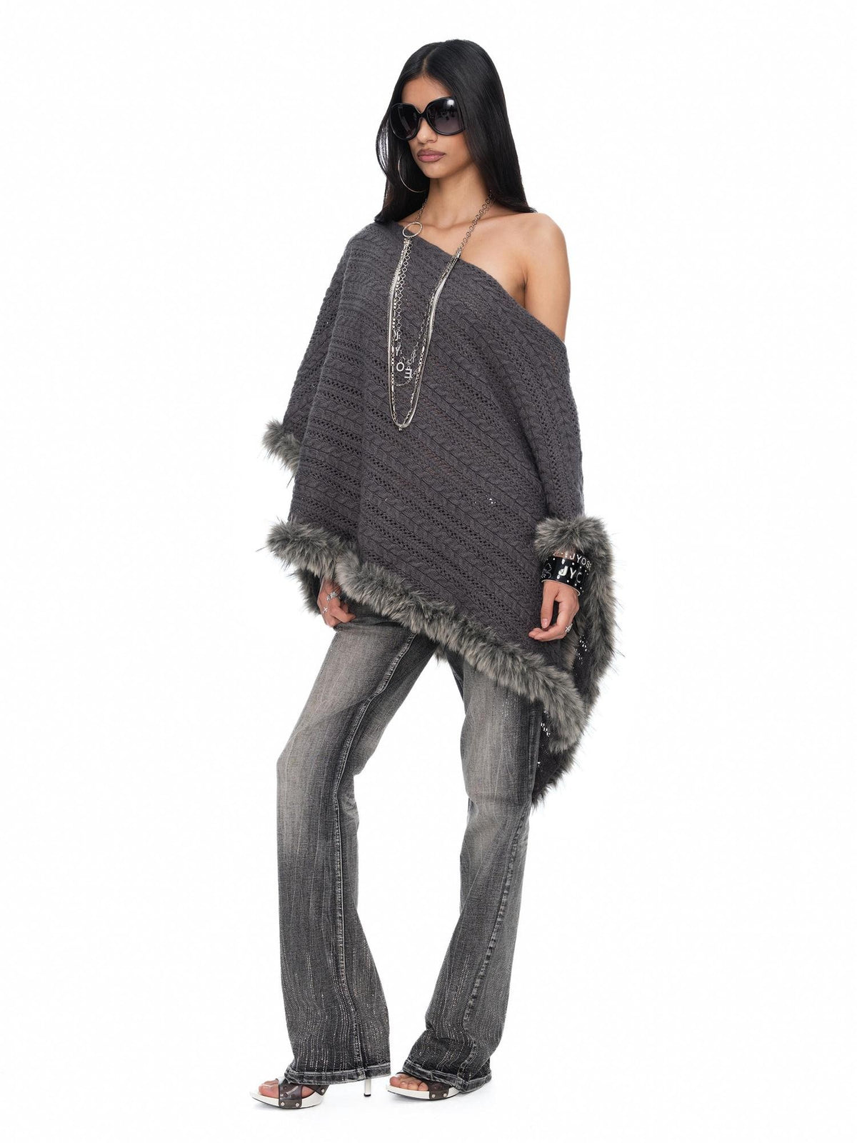 JYOSEI Asymmetric Hollow Out Merino Wool Women&