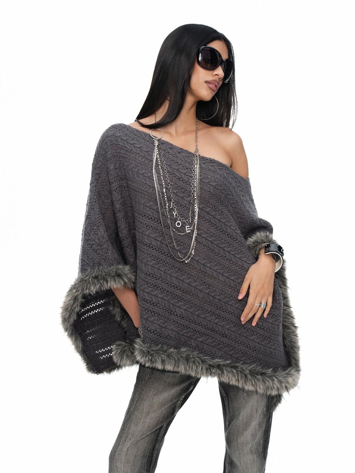 JYOSEI Asymmetric Hollow Out Merino Wool Women&