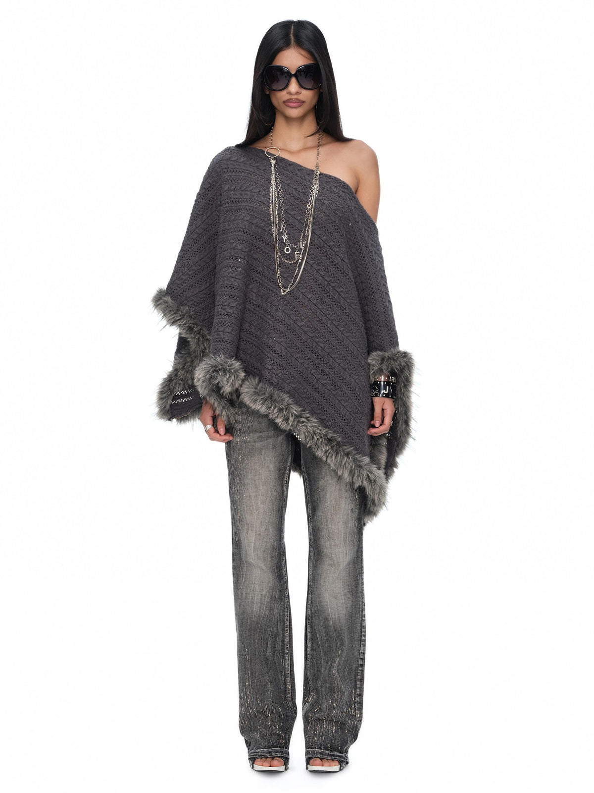 JYOSEI Asymmetric Hollow Out Merino Wool Women&