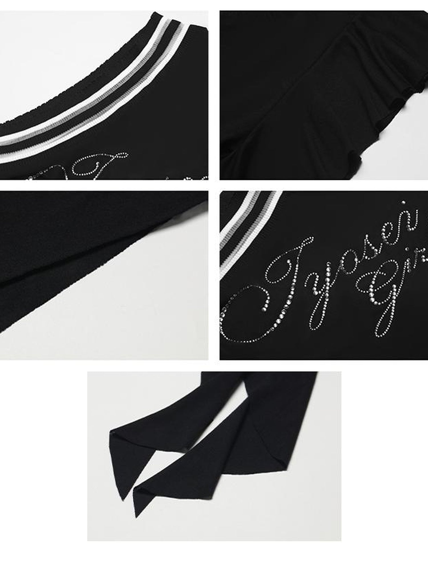 JYOSEI Asymmetric Rhinestone Hem Flutter Sleeve T Shirt