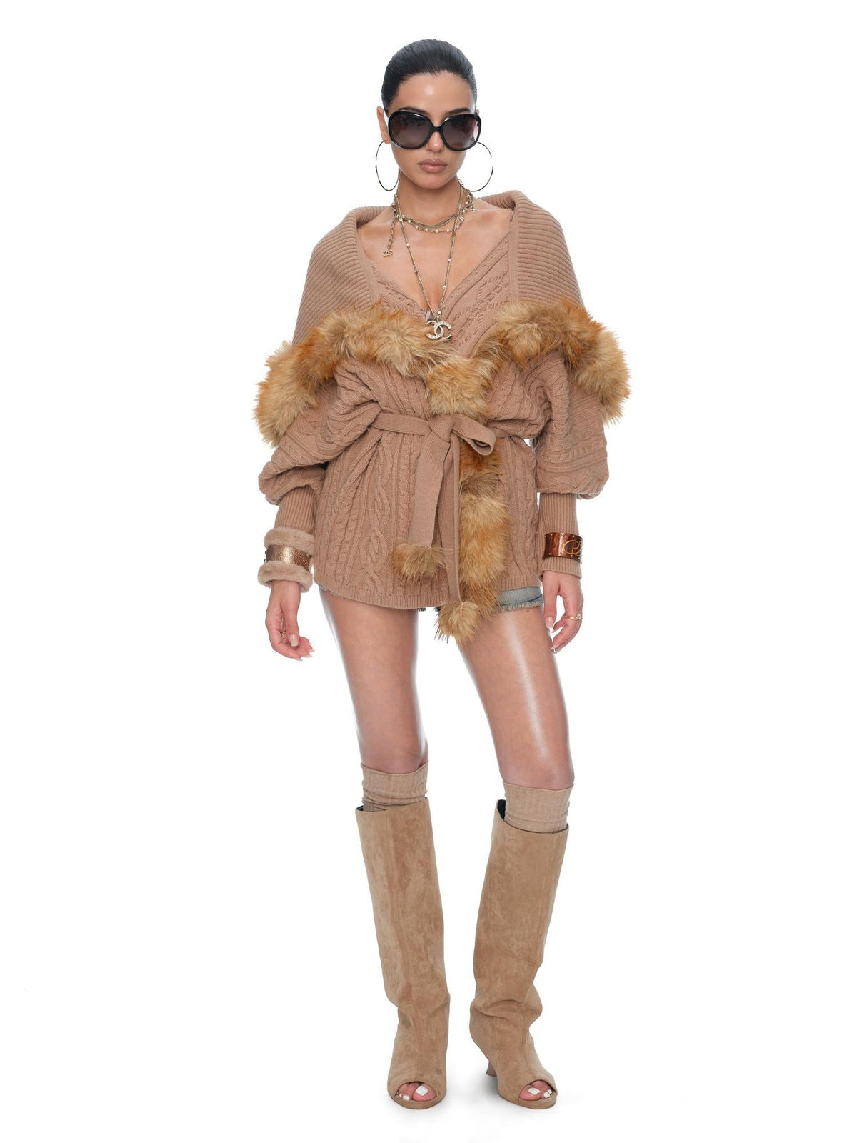 JYOSEI Batwing Sleeve Paneled Lace Up Women&