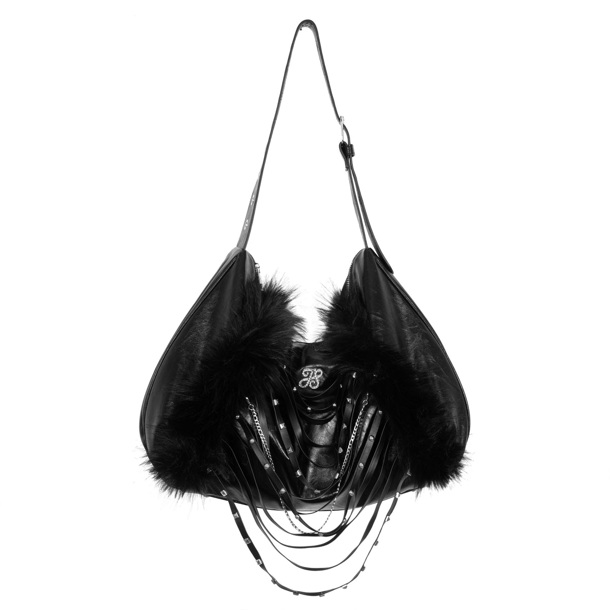 JYOSEI_Black_Faux_Fur_Studded_Tassel_Convertible_Crossbody_Tote_Women&