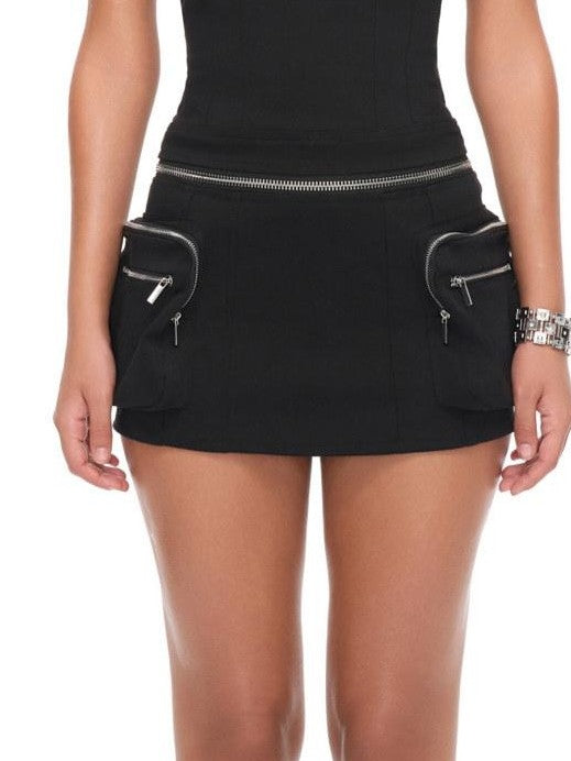 JYOSEI Black Halter V-neck Multi Pocket Women&