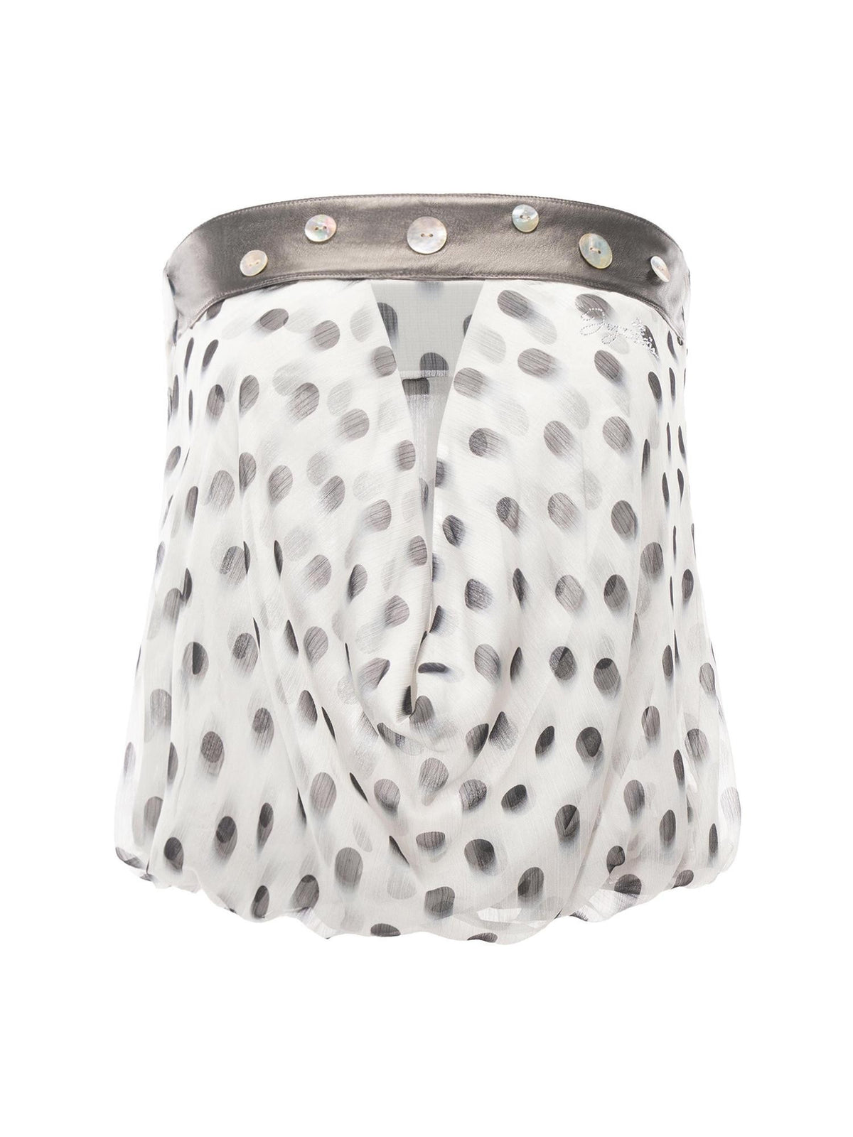 JYOSEI Black White Spliced Polka Dot Double Layer Cutout Back Women&