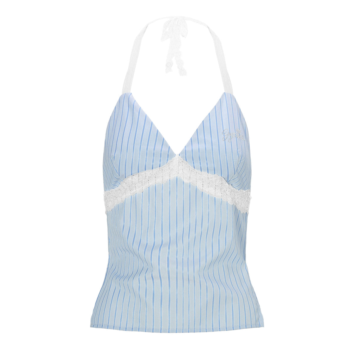 JYOSEI_Blue_Stripe_V-Neck_Lace_Back_Tie_Crop_Top_MISSTT