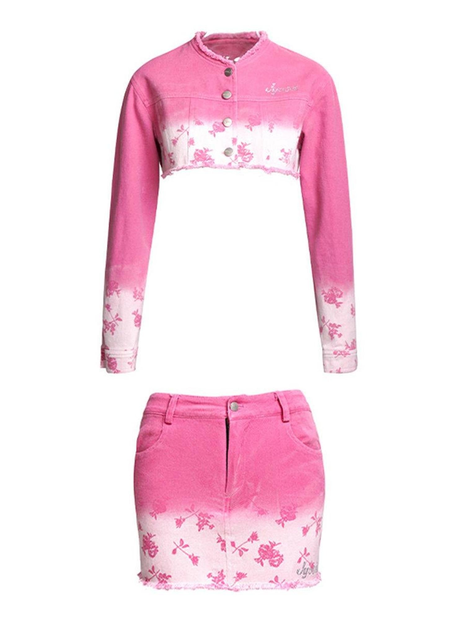 JYOSEI Breathable Cotton Two Piece Skirt And Tee Women Casual Youthful Suits