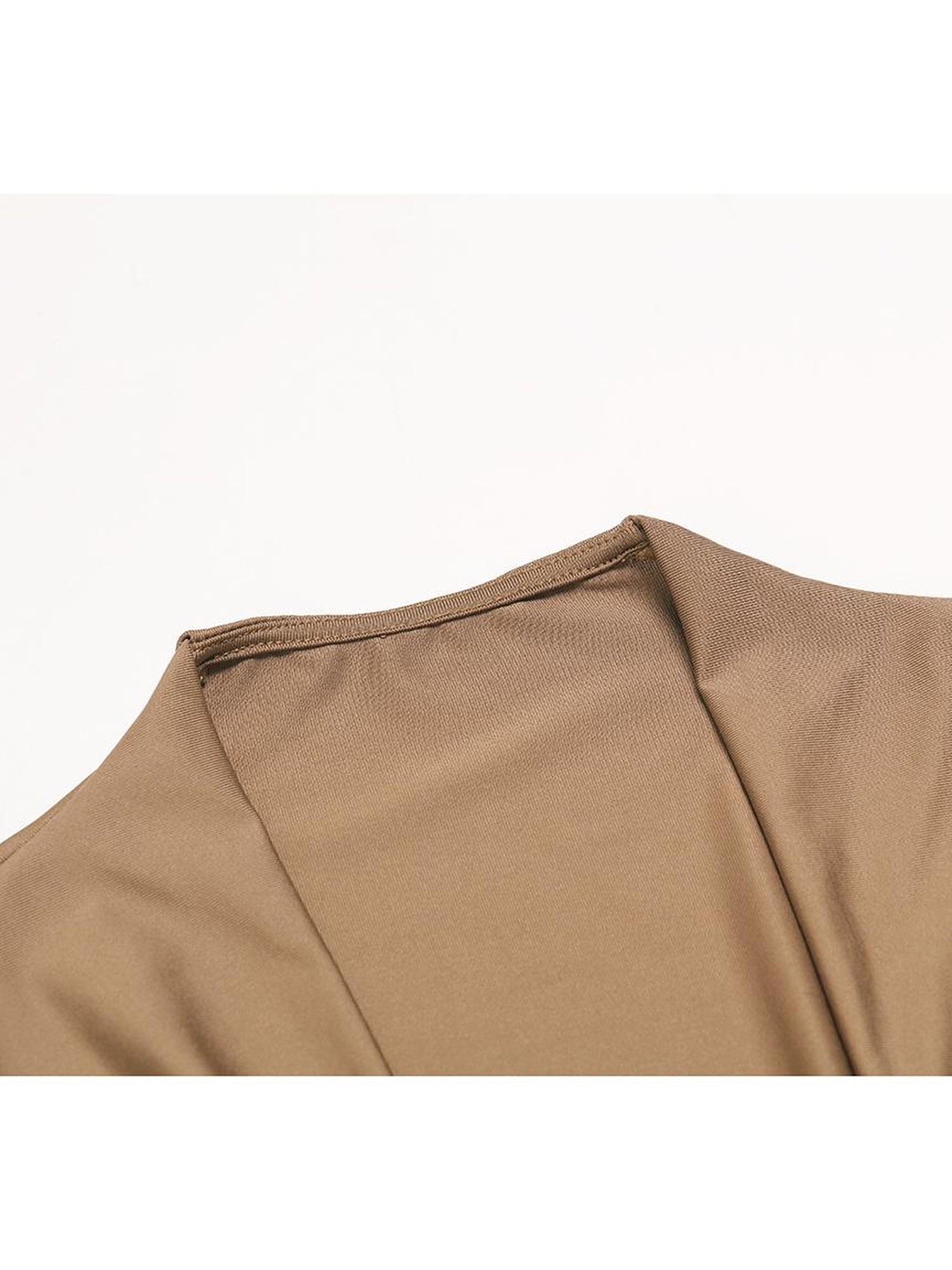 JYOSEI Brown Cowl Neck Bodycon Long Sleeve Dress