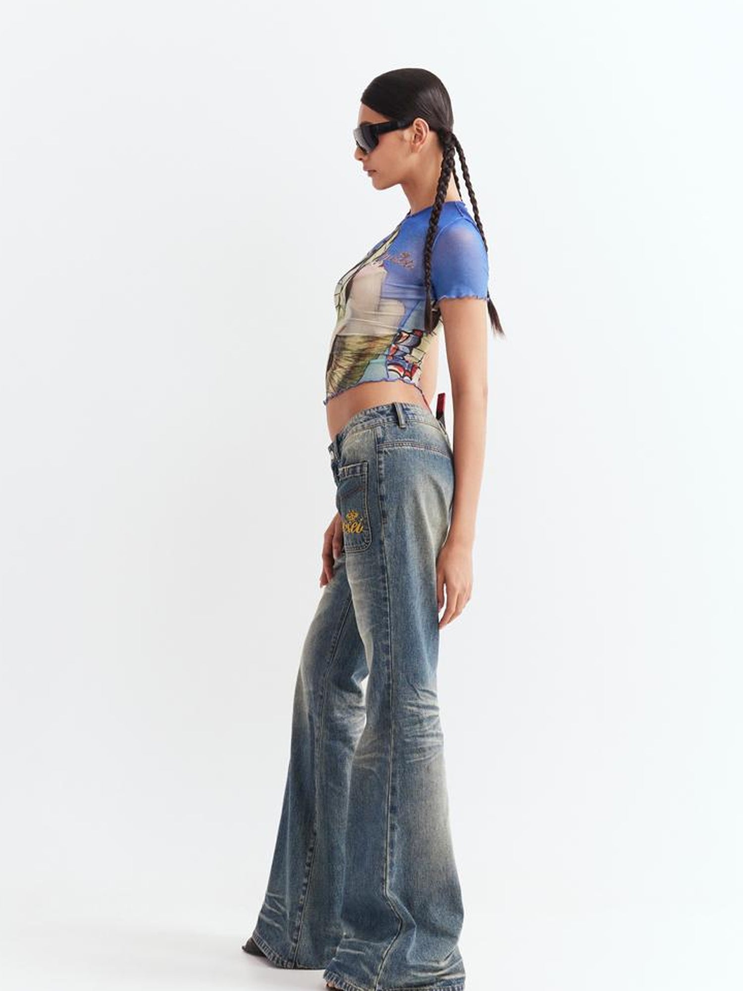 JYOSEI Butterfly Lace Mesh Vintage Tee