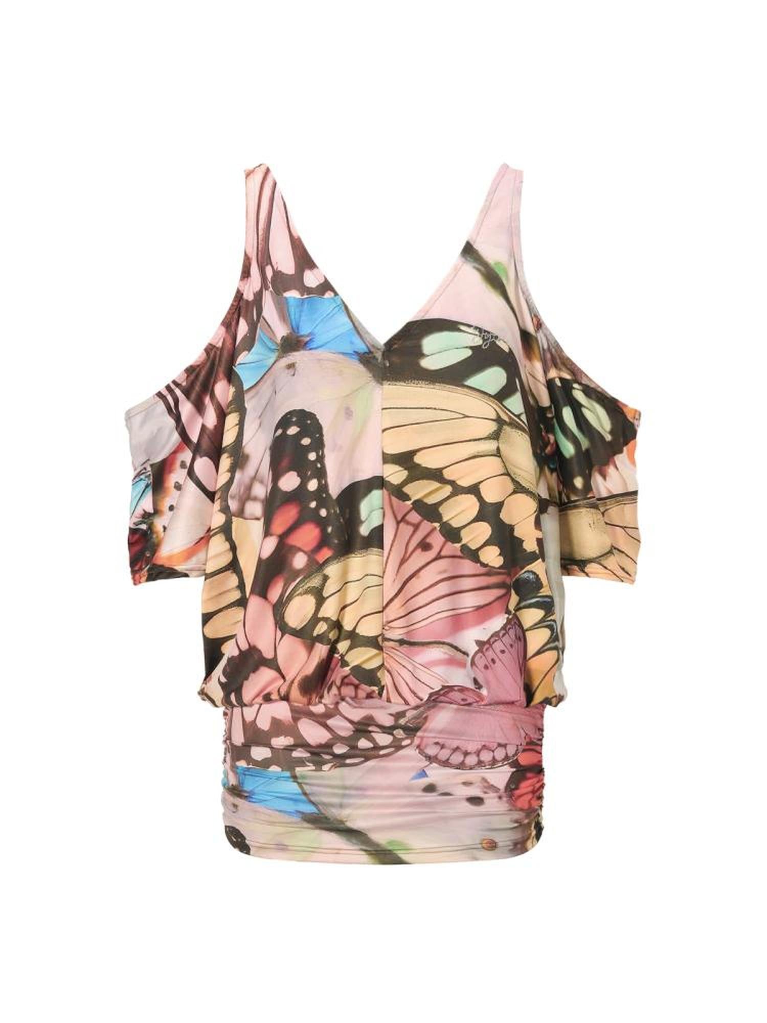 JYOSEI Butterfly Print V-Neck Off-Shoulder Batwing Sleeve Bodycon Dress