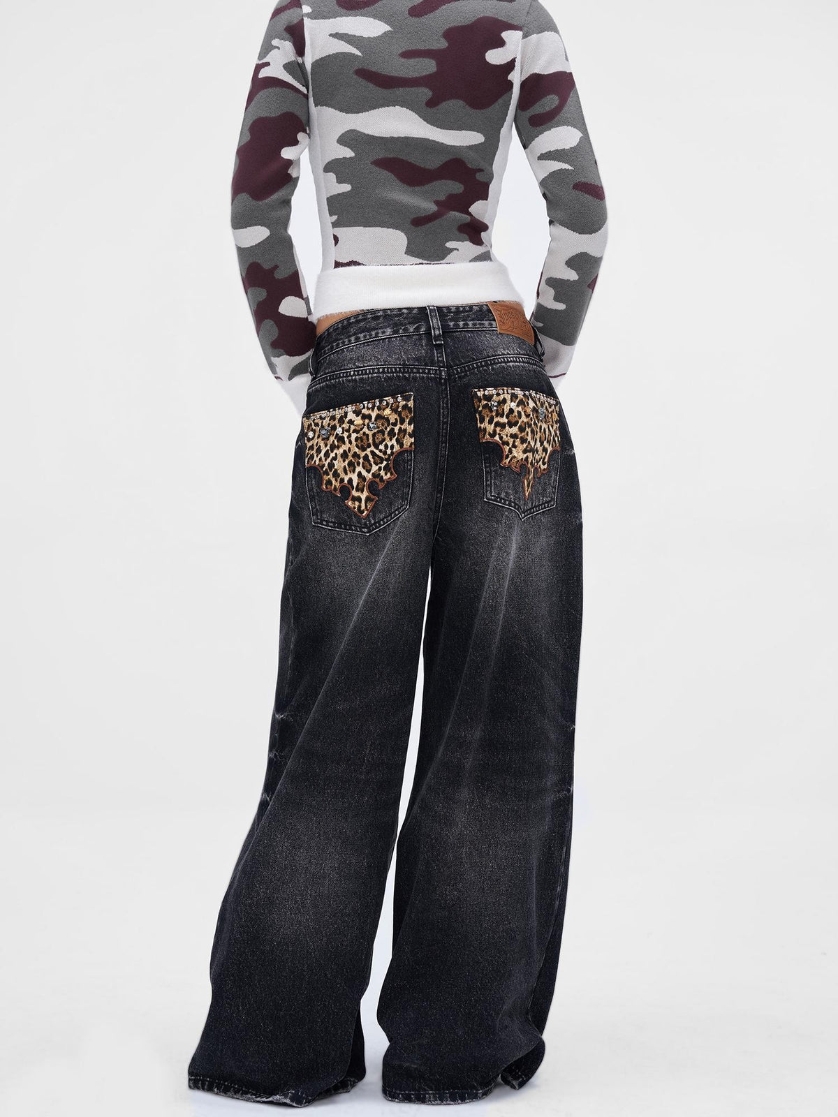JYOSEI Camouflage Patchwork Knit High Neck Women&