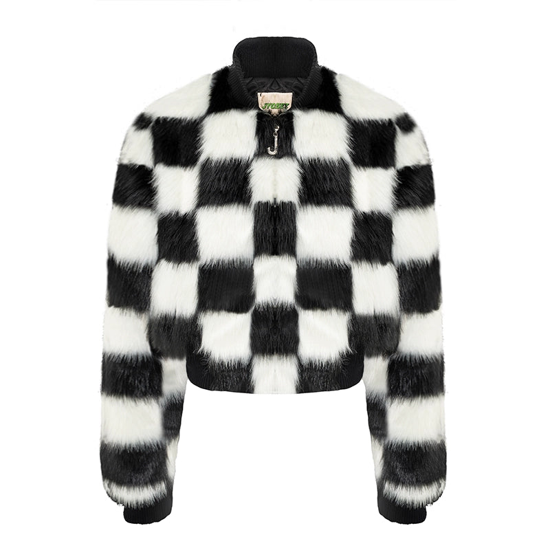 JYOSEI_Checkerboard_Faux_Mink_Quilted_Jacket_Women_Winter_Short_Coat_MISSTT