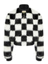 Checkerboard Faux Mink Quilted Jacket Women Winter Short Coat