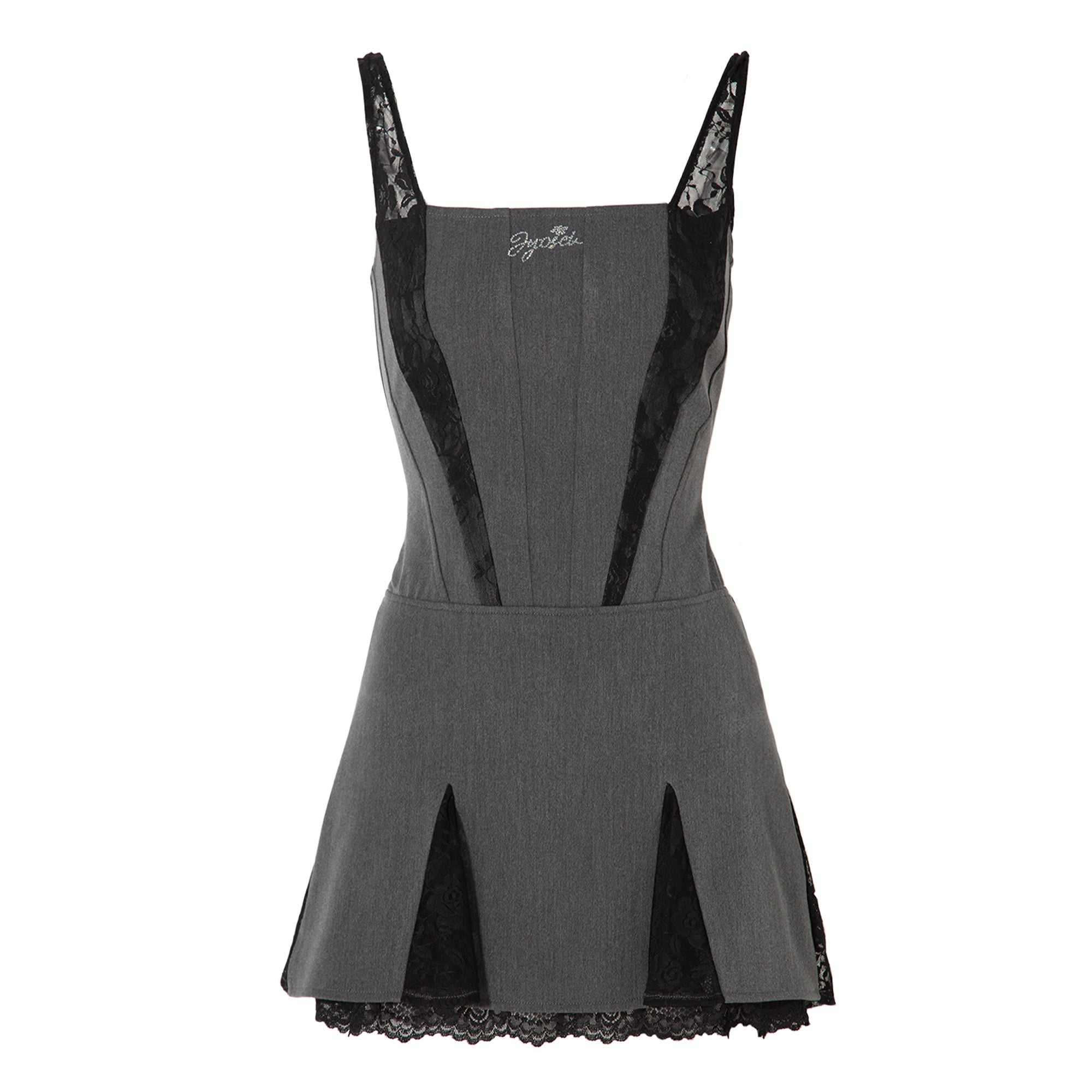 JYOSEI_Chic_Euro_Spliced_Pleated_High_Waist_Aline_Sleeveless_Grey_Women_Mini_Dresses_MISSTT