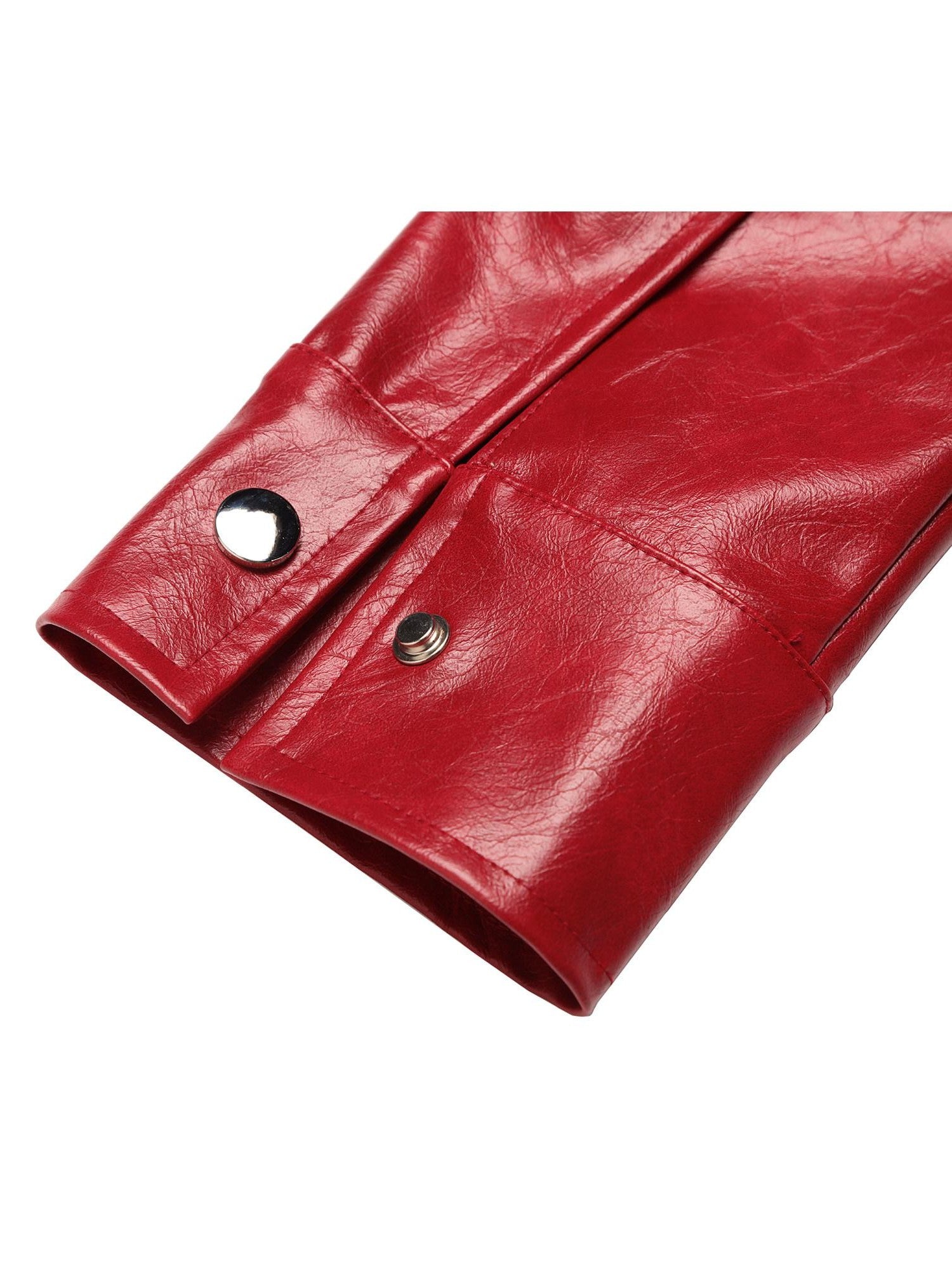 JYOSEI Deep Red 3d Embellished Lapel Zip Cropped Street Women&