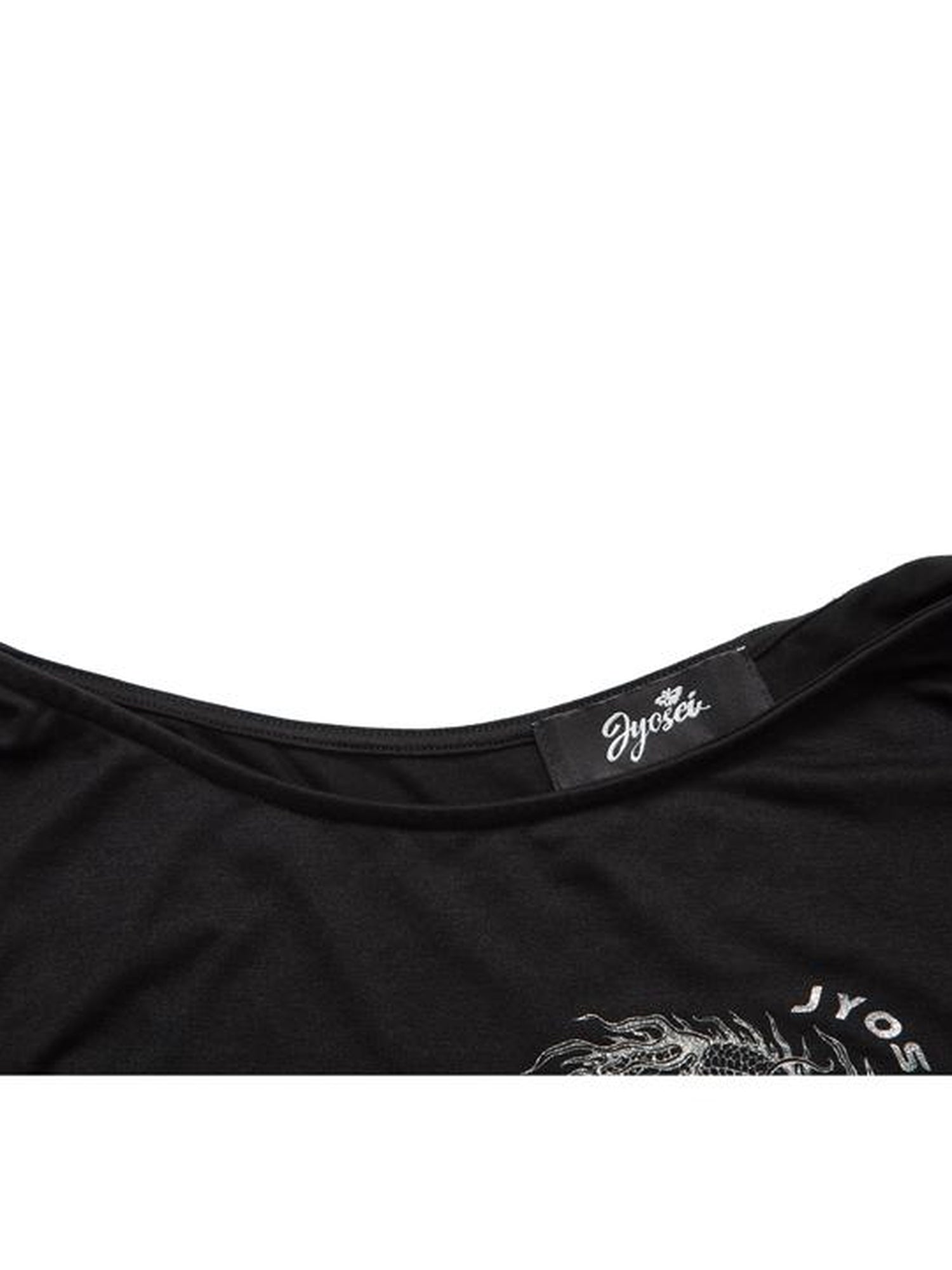 JYOSEI Dragon Print Asymmetrical Hem T Shirt