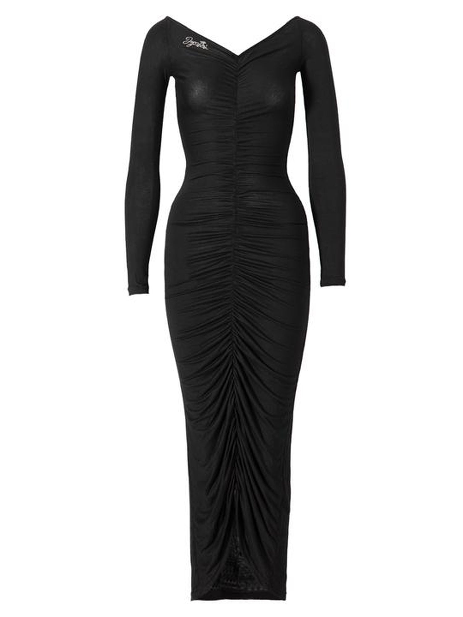 JYOSEI Dragon Print Mesh Panel Bodycon Maxi Dress