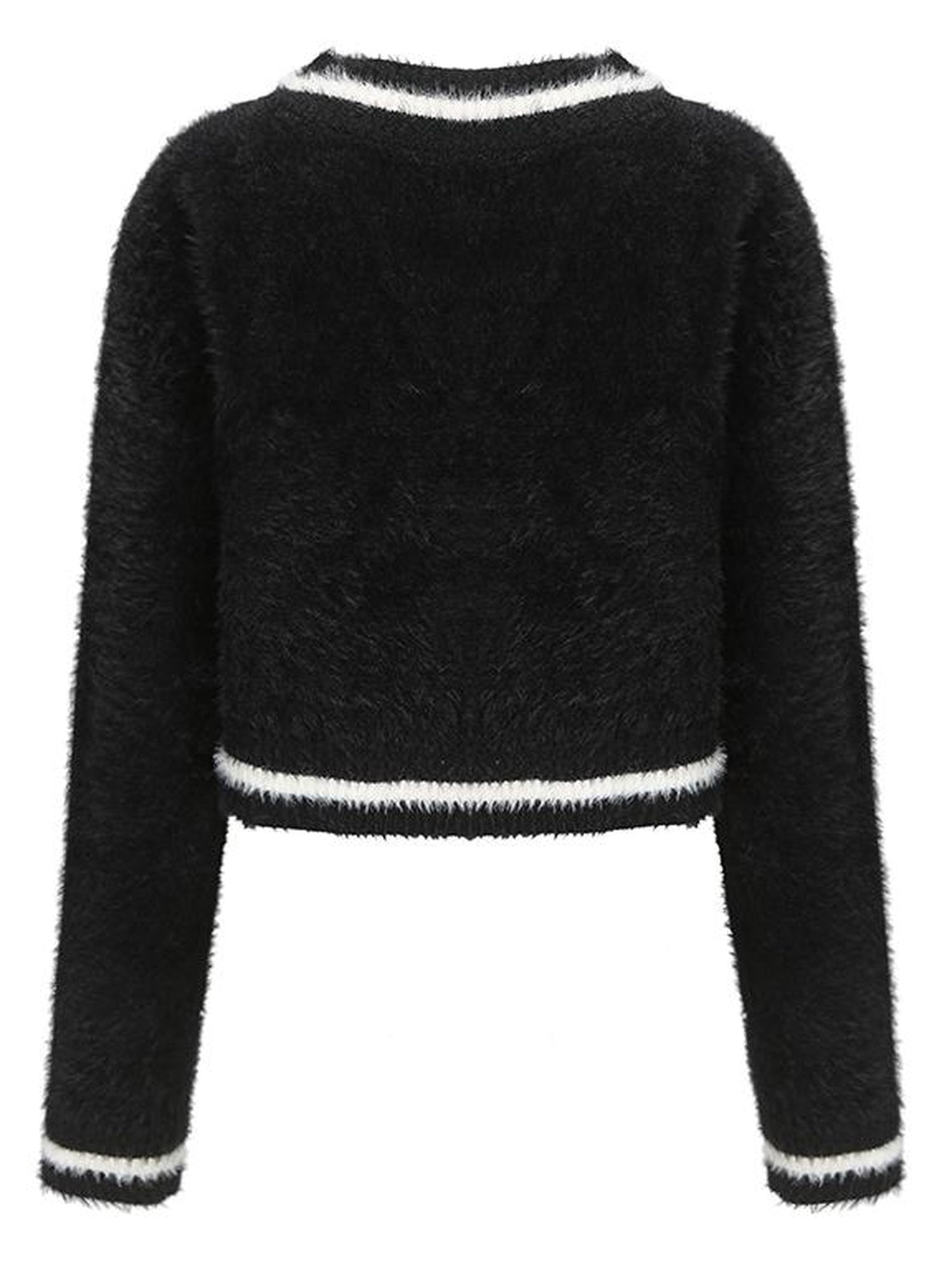 JYOSEI Embroidered V-Neck Dragon Sweater Women Spring Top Black White