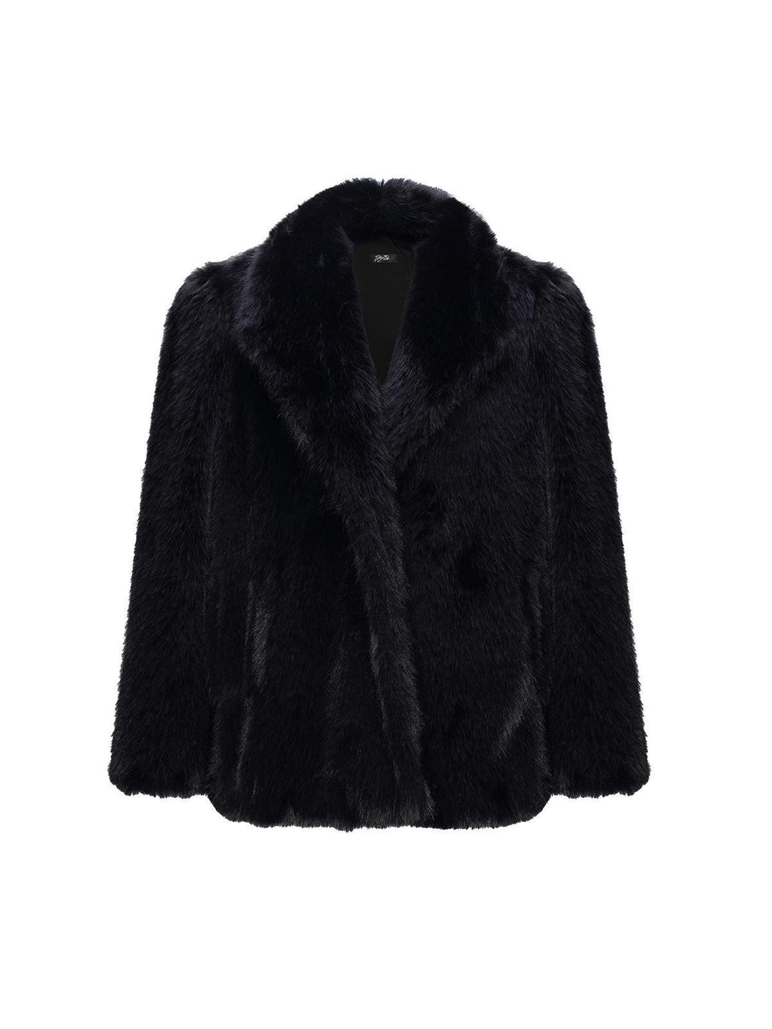 JYOSEI Faux Fox Fur Coat Loose Mid Length Warm Fluffy Jacket
