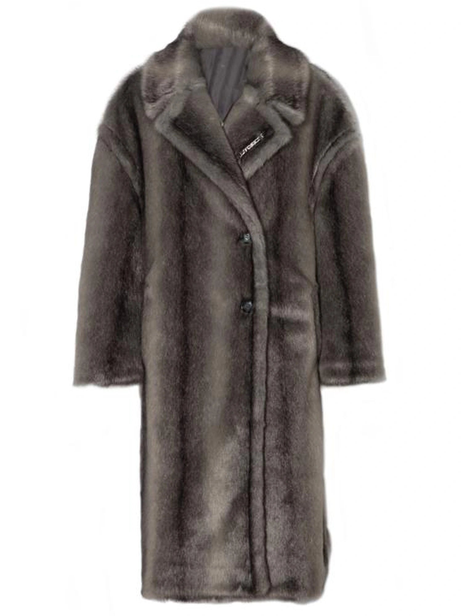 Gradient Gray Long Faux Fur Coat Women Winter Oversized Jacket
