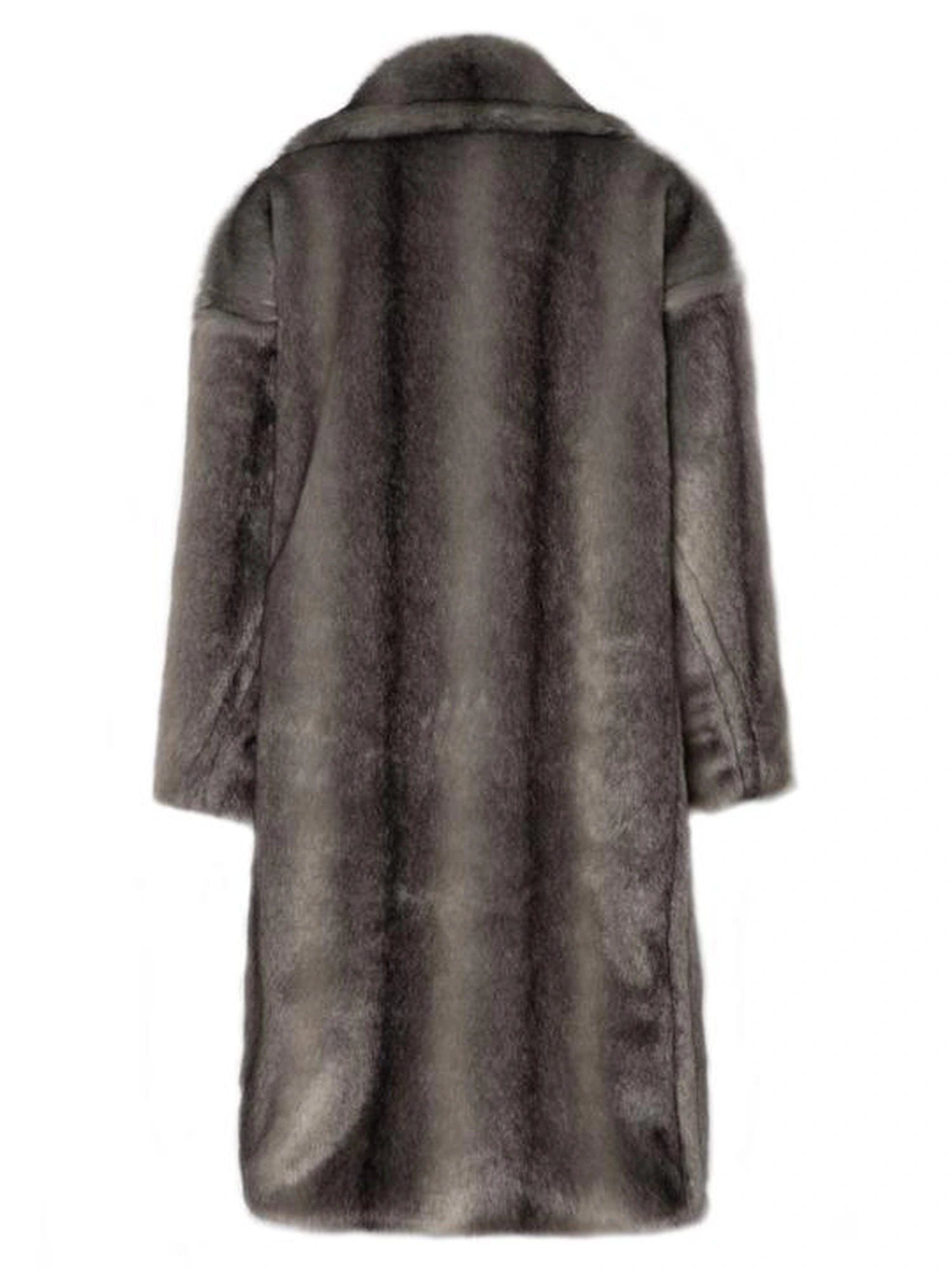 Gradient Gray Long Faux Fur Coat Women Winter Oversized Jacket