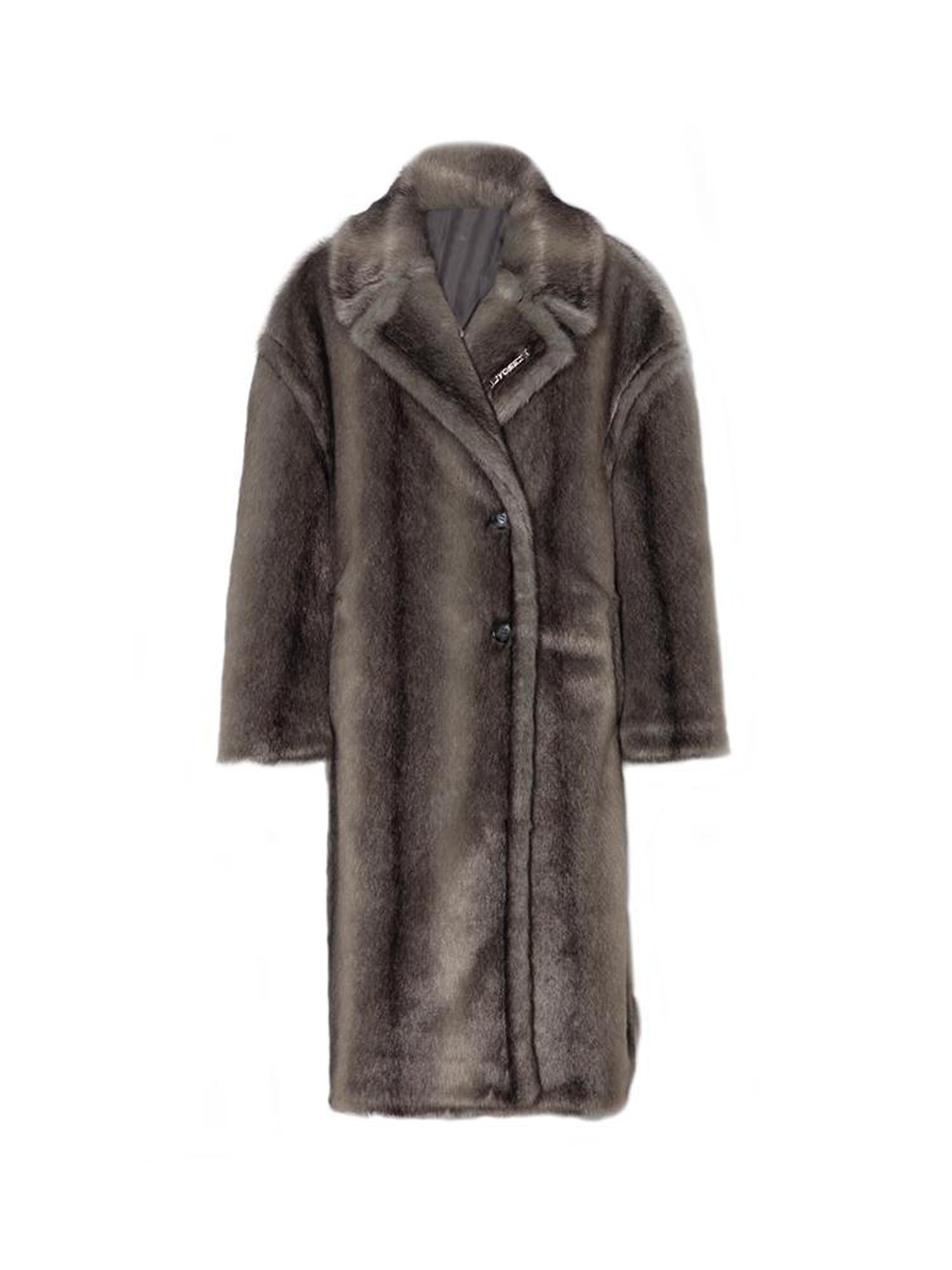 JYOSEI Gradient Gray Long Faux Fur Coat Women Winter Oversized Jacket