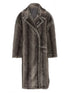 Gradient Gray Long Faux Fur Coat Women Winter Oversized Jacket