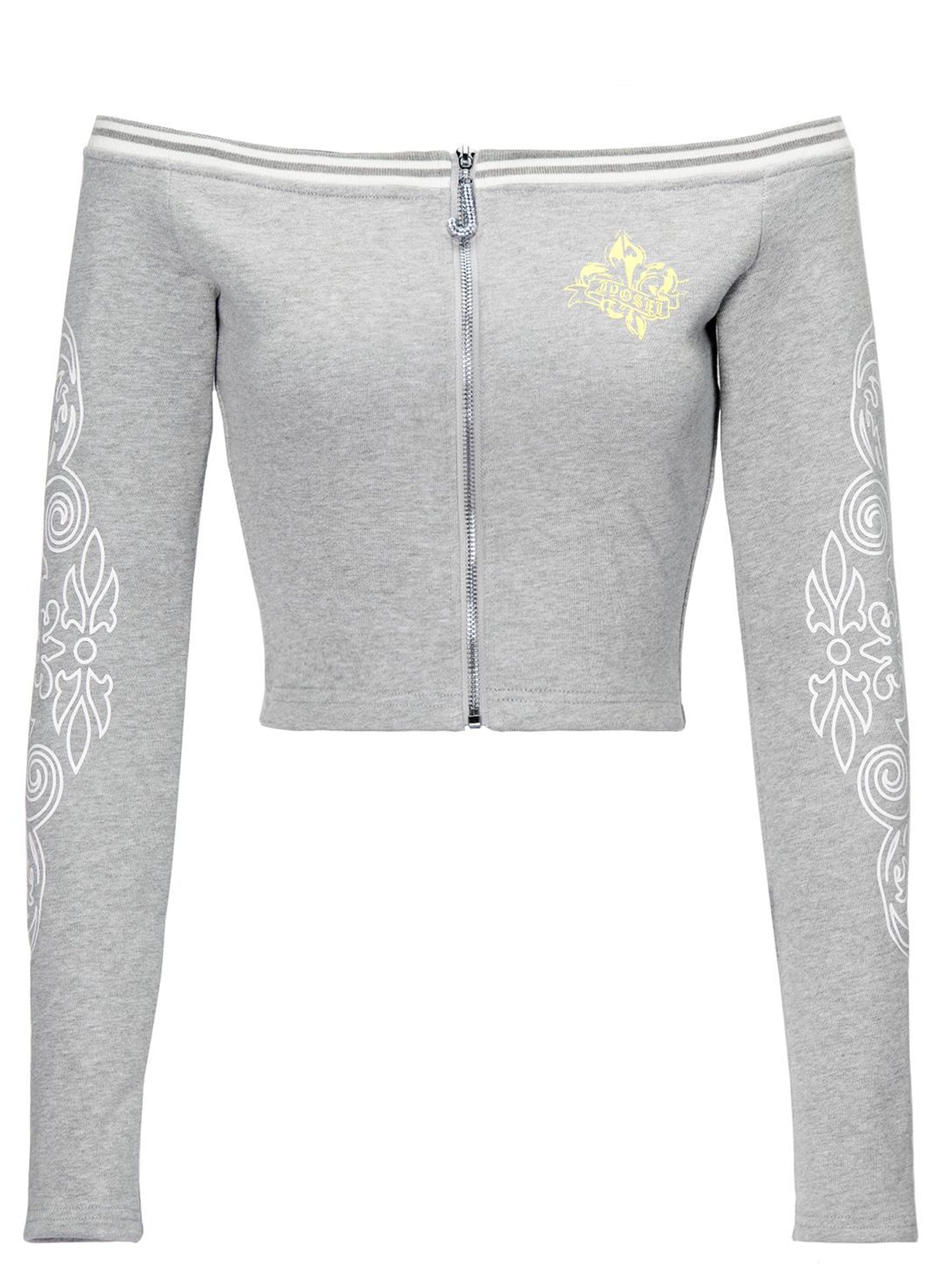 JYOSEI Gray Print Drop Shoulder Hoodie Sagging Jogger Set