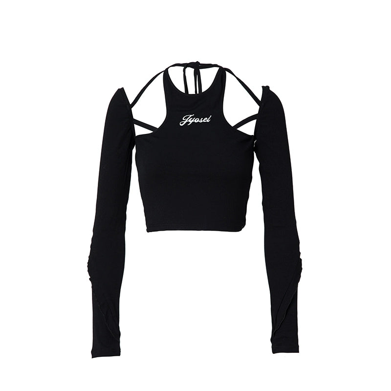 JYOSEI_Halter_Neck_Ribbed_Long_Sleeve_Top_With_Lace_Trim_MISSTT