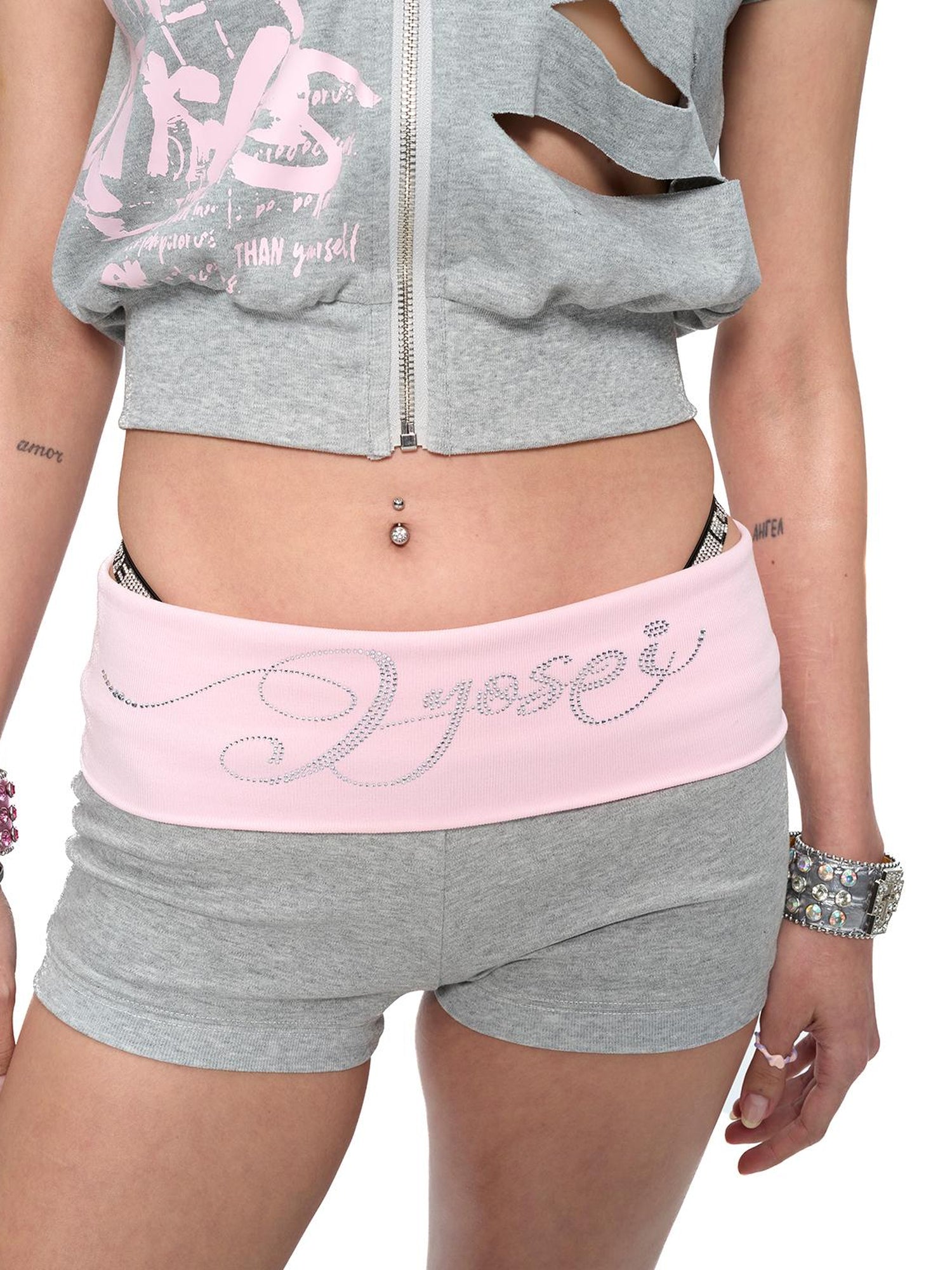 JYOSEI JYOSEI Distressed Print Hoodie And Shorts Set