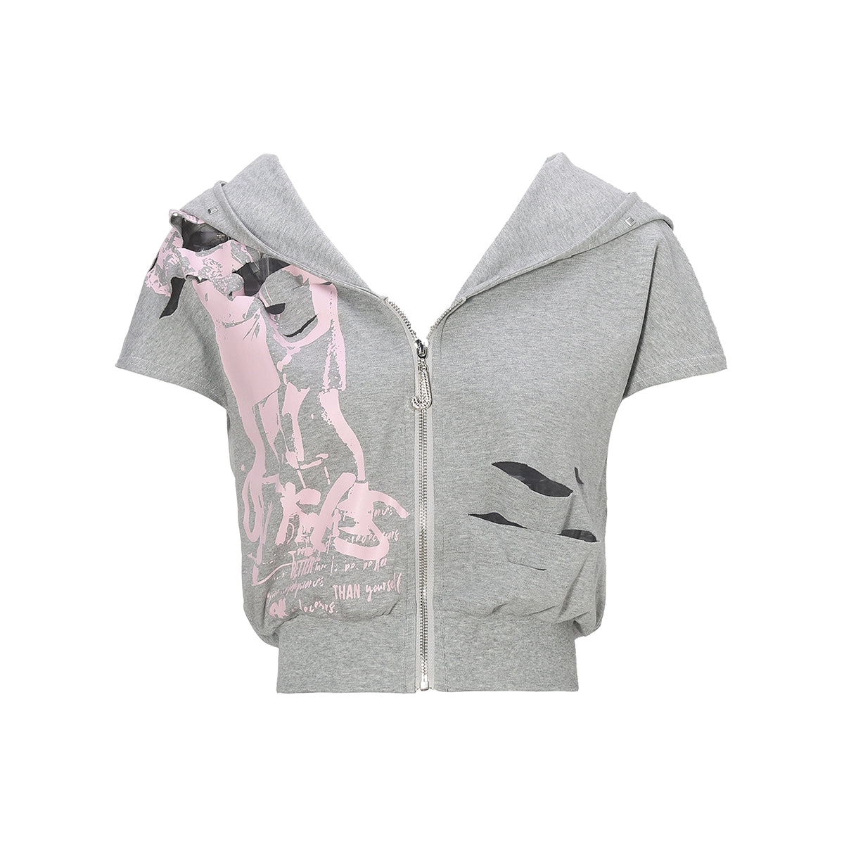 JYOSEI_JYOSEI_Distressed_Print_Hoodie_And_Shorts_Set_MISSTT