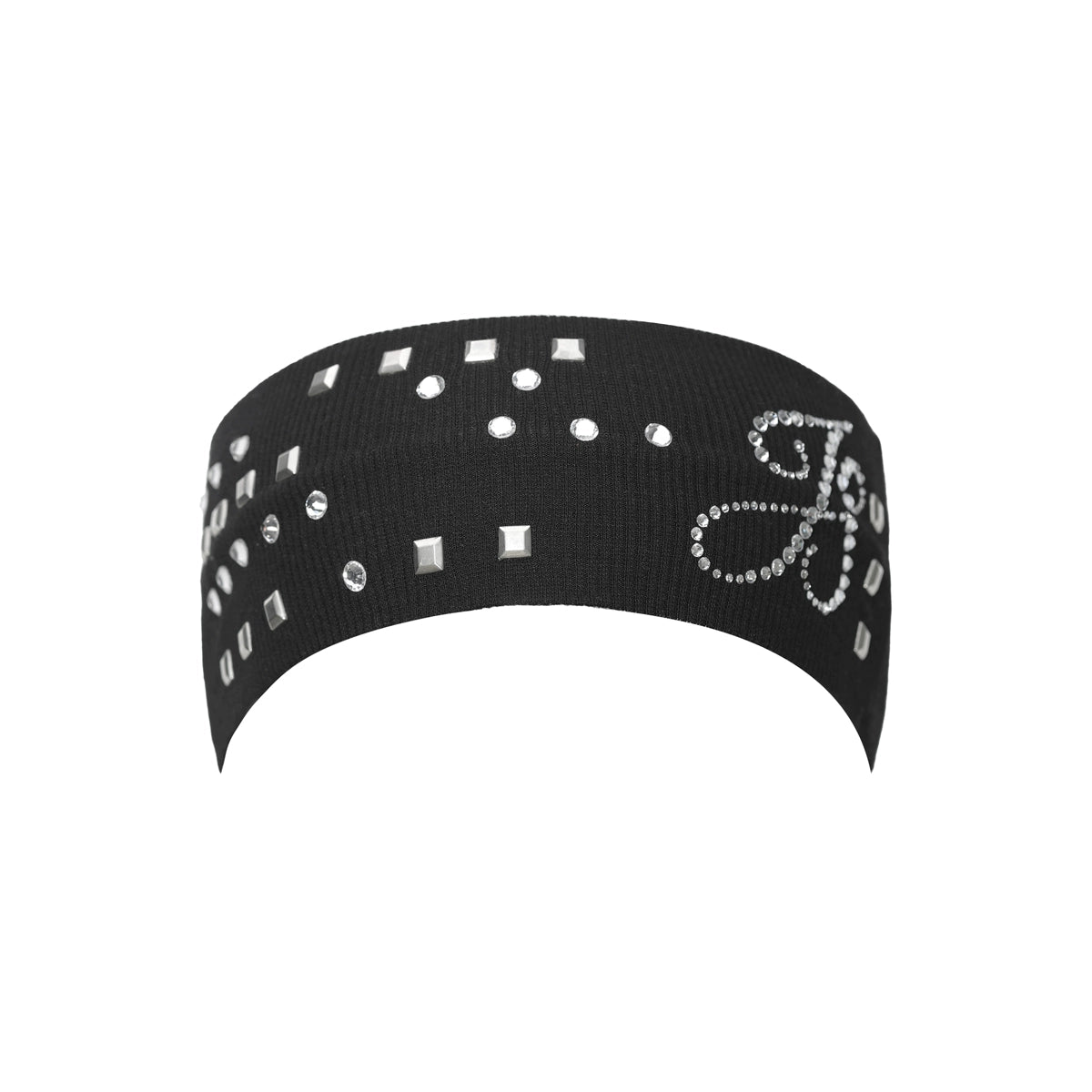 JYOSEI_J_Y_O_S_E_I_Black_White_Embroidered_Studded_Logo_Stretch_Headband_MISSTT