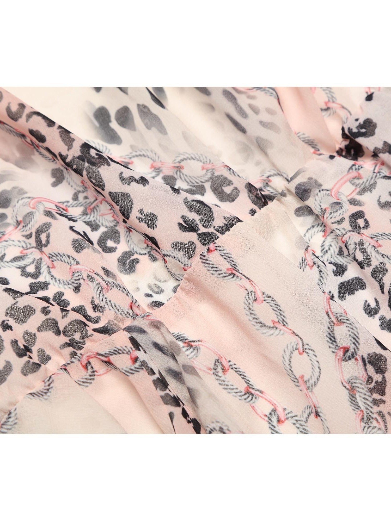 JYOSEI Leopard Print Cowl Neck Tie Waist Women&