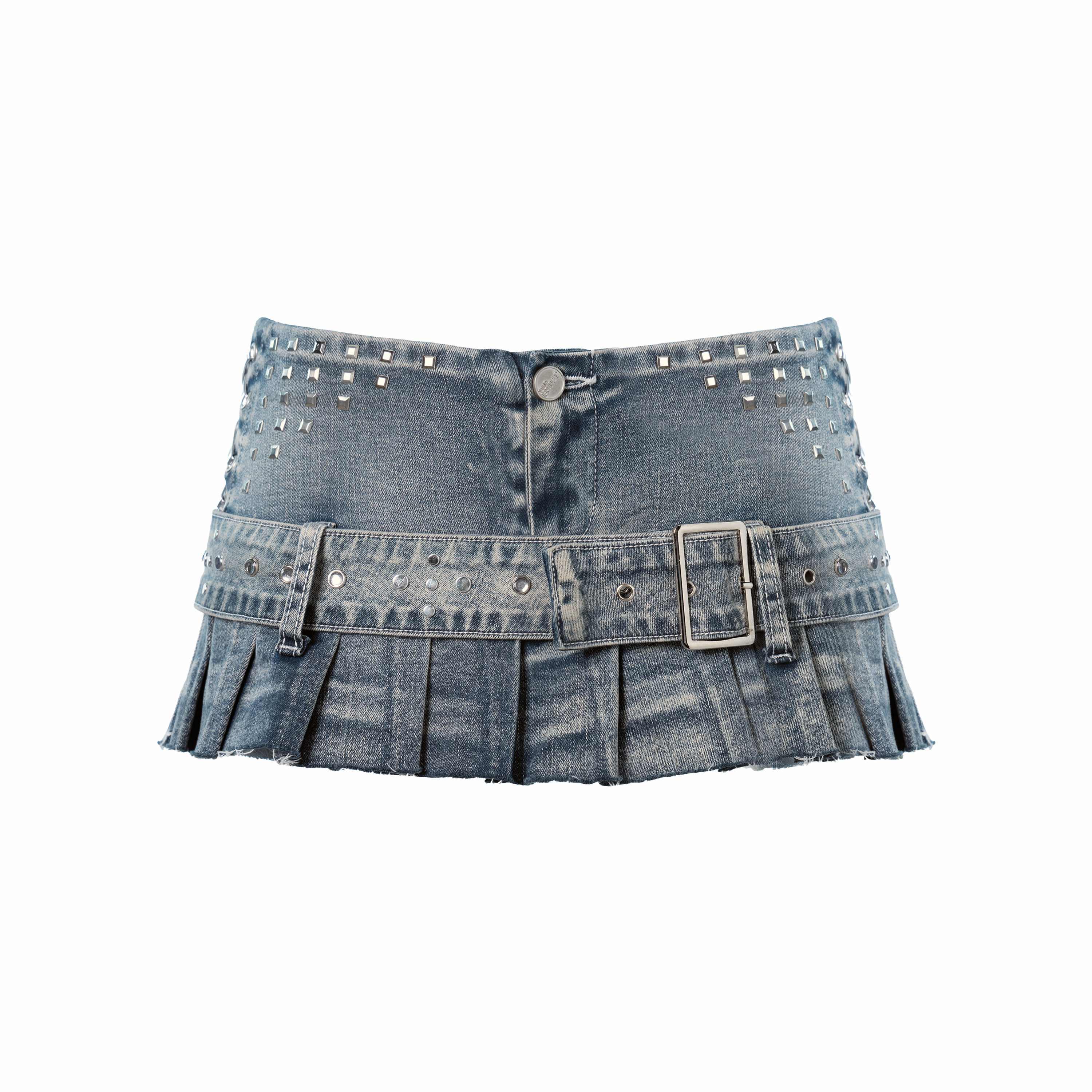 JYOSEI_Light_Blue_Distressed_Studded_Pleated_Front_Zip_Women&