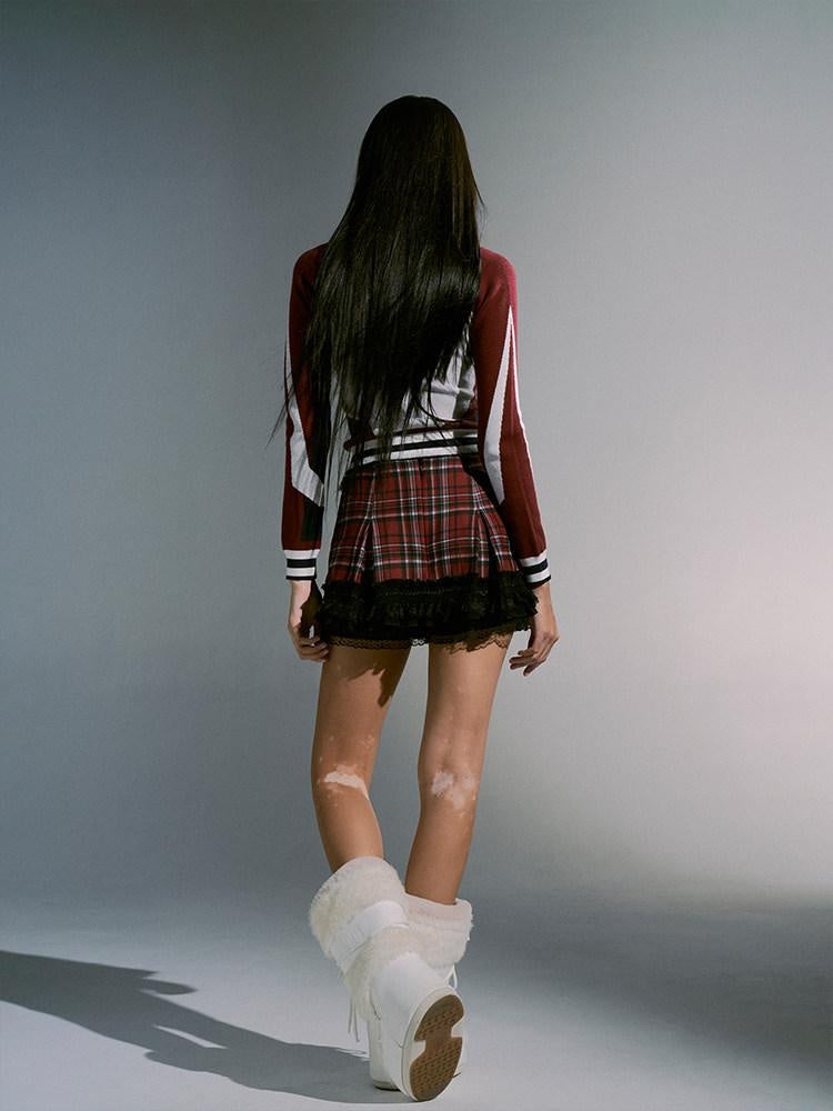 JYOSEI Low Rise Plaid A Line Streetwear Young Women Polyester Mini Skirt