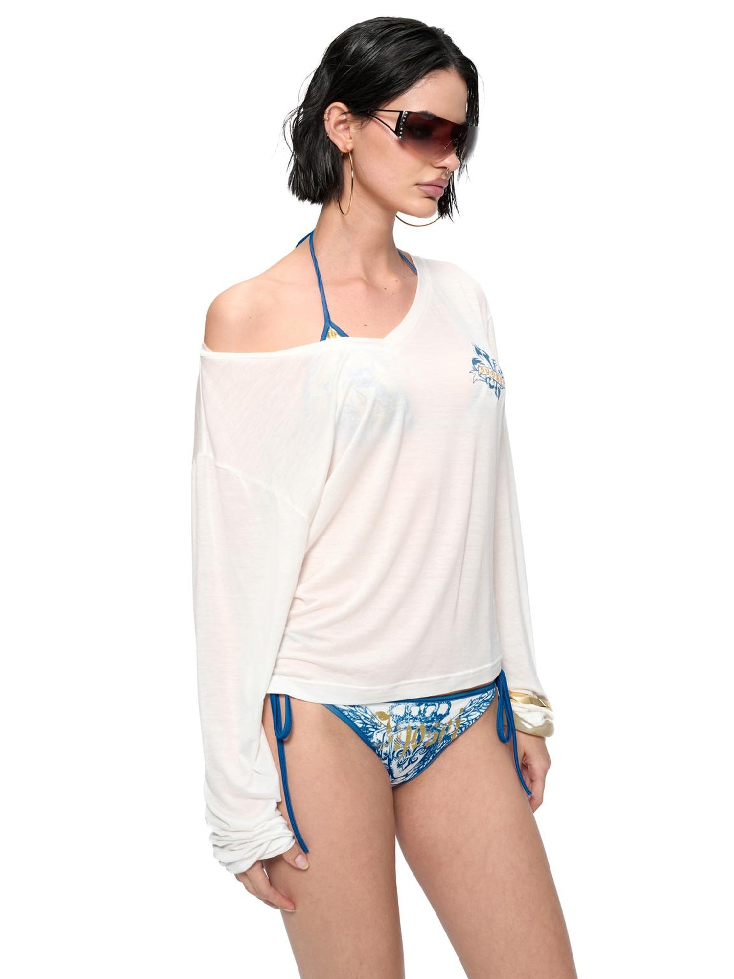 JYOSEI Lyocell Cover Up Swimsuit Set with Gold Foil Print