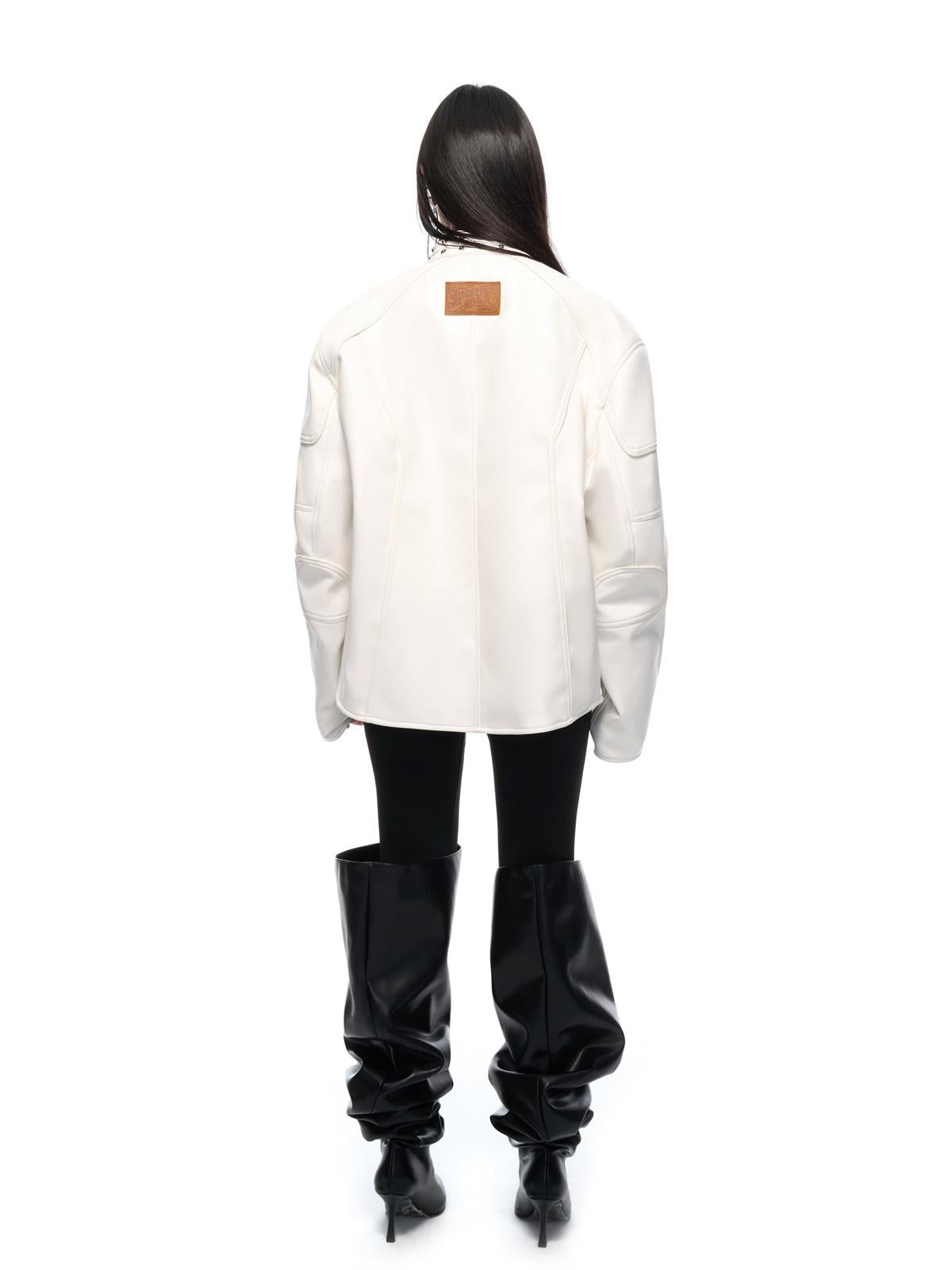 JYOSEI Matte Pu Leather Thick Loose Neutral Street Zip Front Women Puffer Jacket