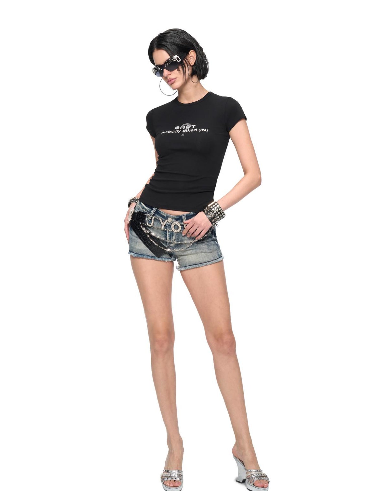 JYOSEI Nobody Asked You Graphic Print Fitted Tee