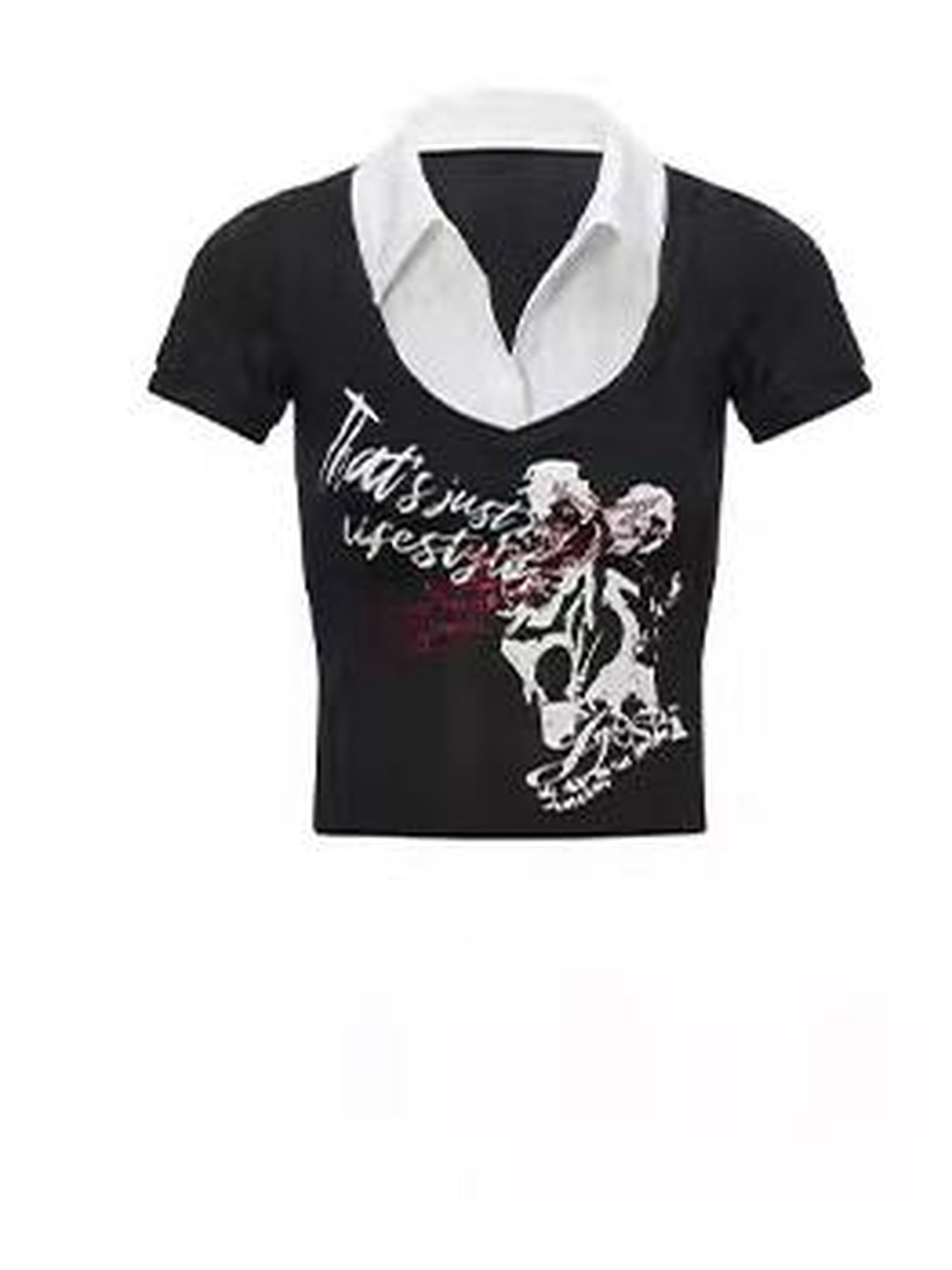 JYOSEI PU Leather Print Grommet Pleated Mini Skirt Low Waist Two-Tone Design