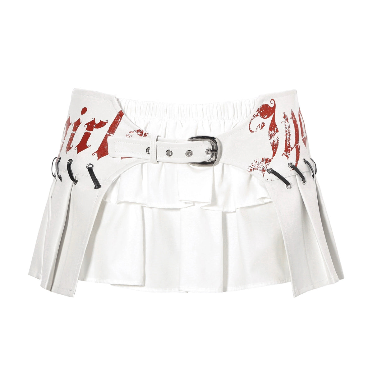 JYOSEI_PU_Leather_Print_Grommet_Pleated_Mini_Skirt_Low_Waist_Two-Tone_Design_MISSTT