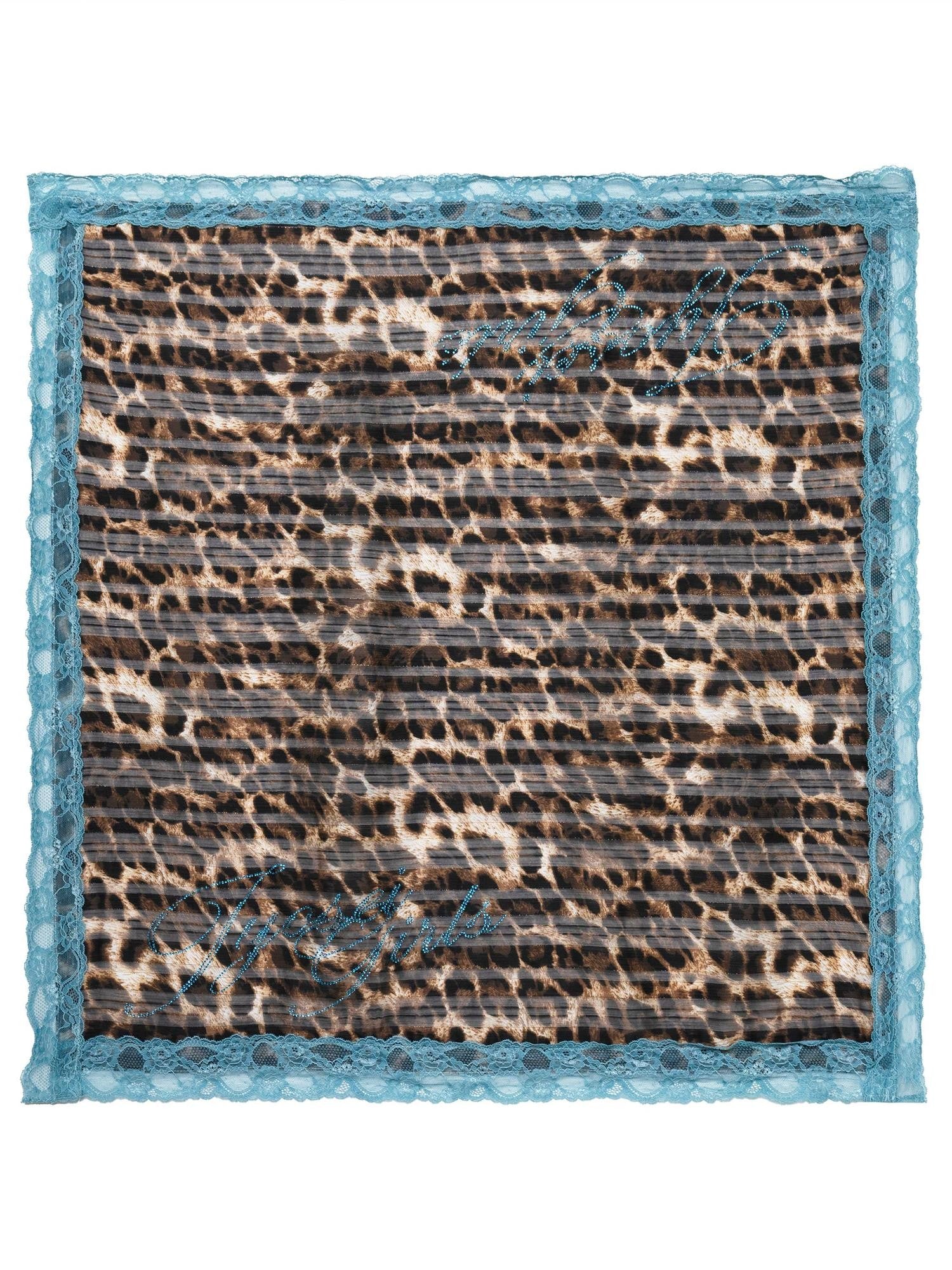 JYOSEI Peacock Blue Lace Leopard Print Colorblock Women&