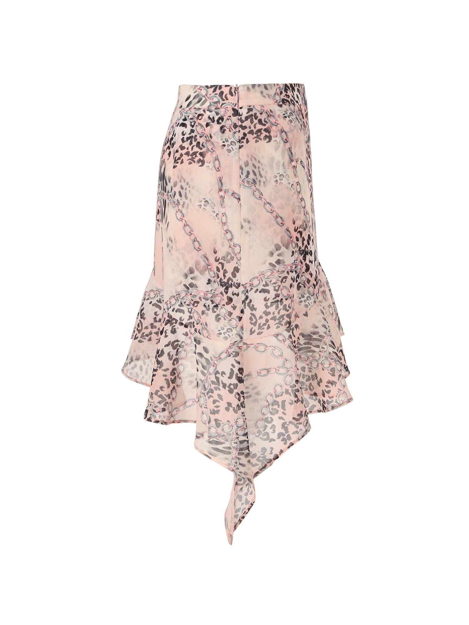 JYOSEI Pink Chiffon Leopard Print Halter Chain Skirt Set