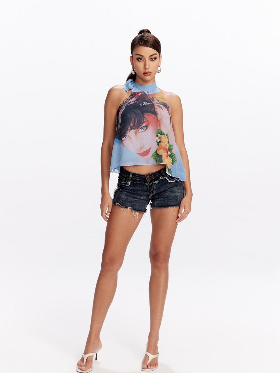 Printed Halter Neck Loose Fit Women&