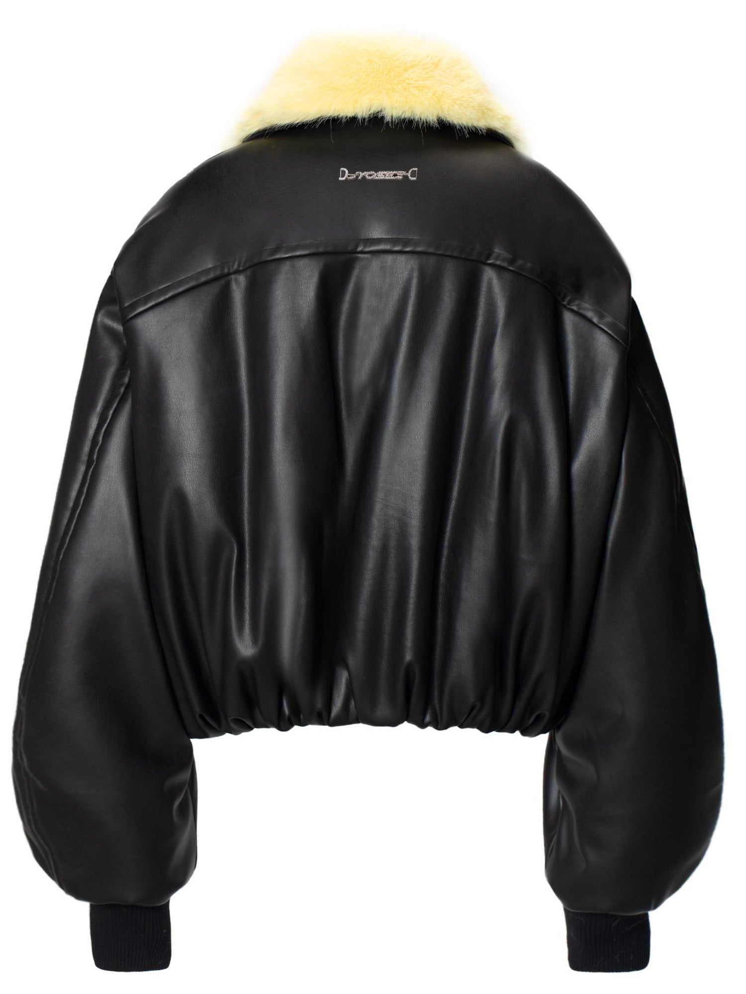 JYOSEI Pu Puffer Jacket With Detachable Goose Yellow Faux Fur Collar