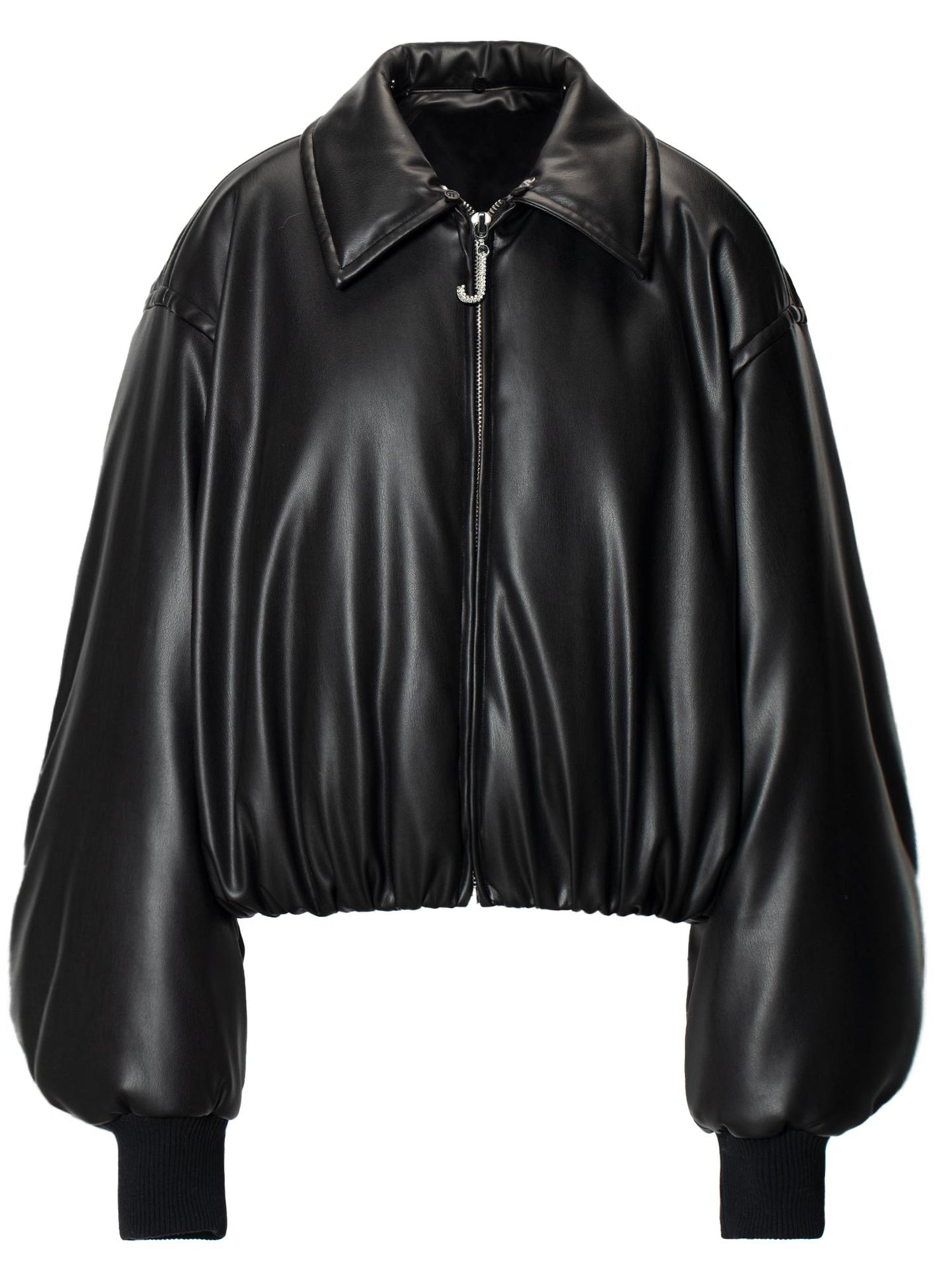 JYOSEI Pu Puffer Jacket With Detachable Goose Yellow Faux Fur Collar