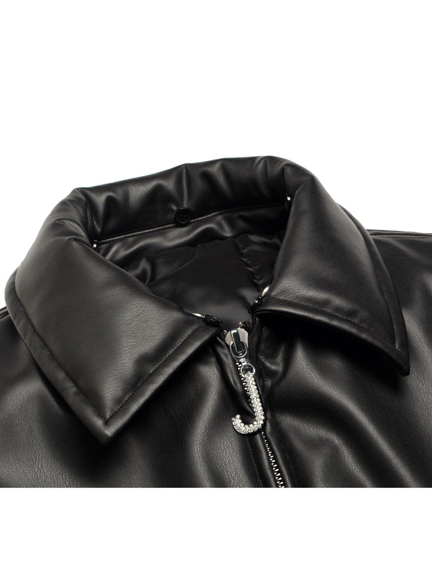 JYOSEI Pu Puffer Jacket With Detachable Goose Yellow Faux Fur Collar