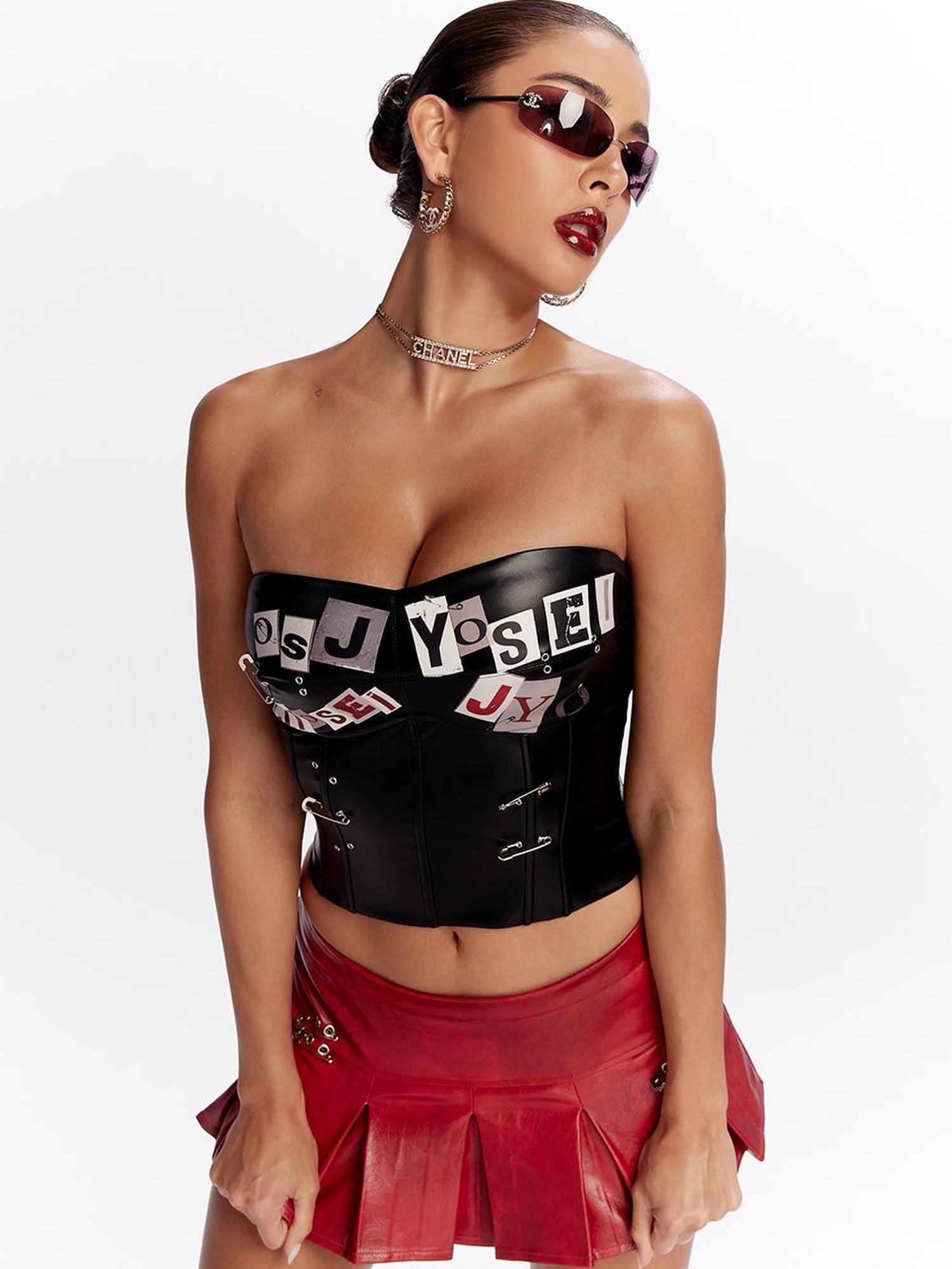 JYOSEI Punk Print Corset Bustier With Fishbone Boning